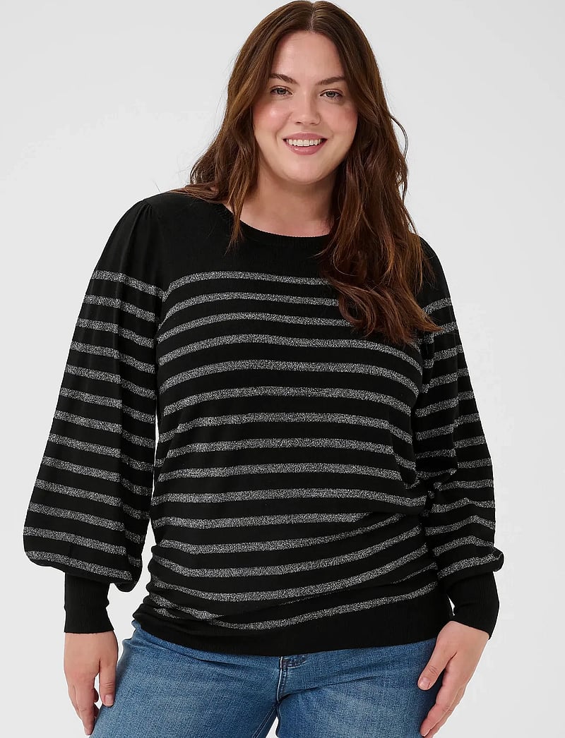 Kaffe Curve - KClinia Knit Pullover - pullover - black / silver stripe - 0
