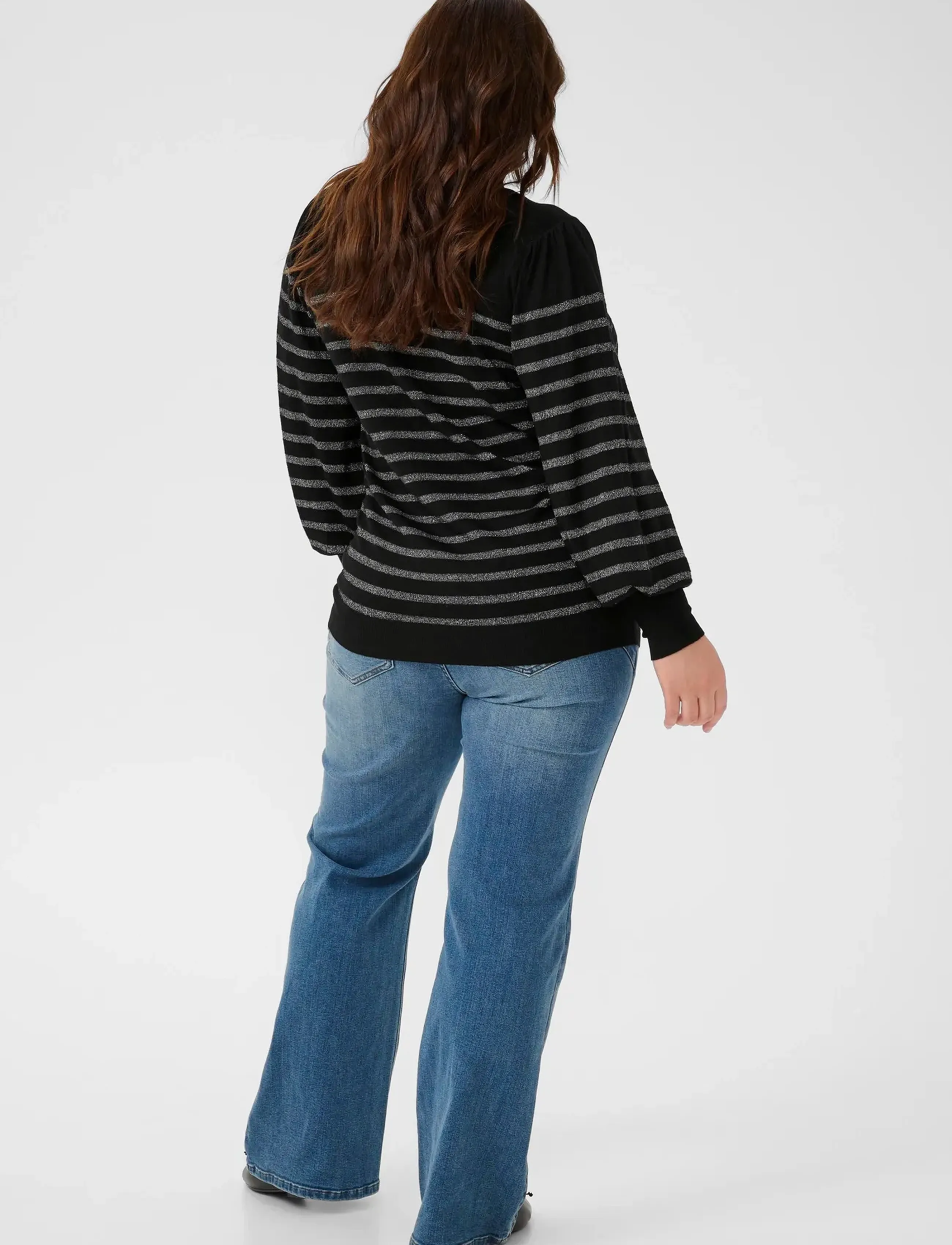 Kaffe Curve - KClinia Knit Pullover - black / silver stripe - 4