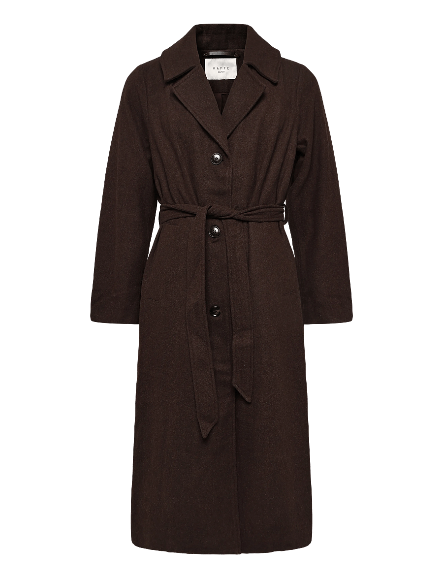 Kaffe Curve - KCnanny Long Coat - talvejoped - chocolate brown - 0