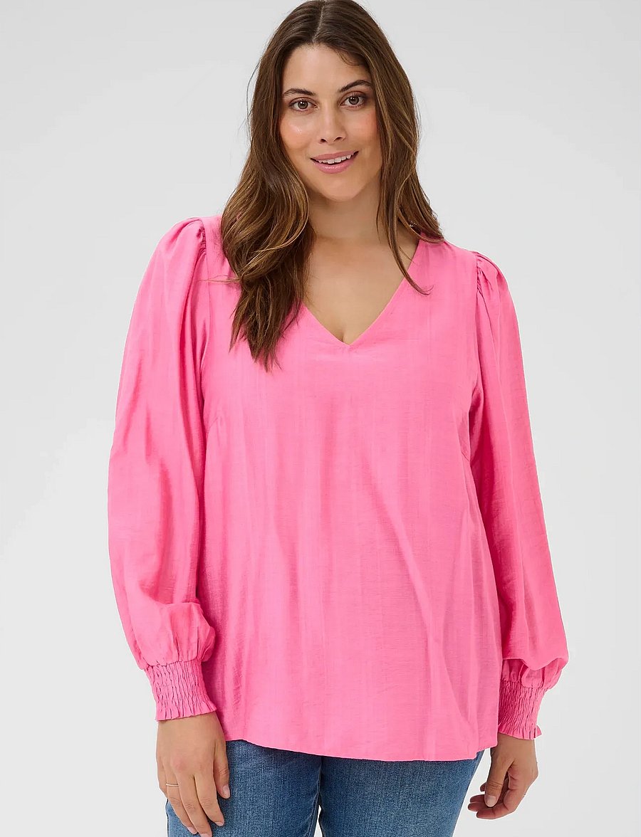Kaffe Curve - KCsofia Blouse - langærmede skjorter - pink power - 0