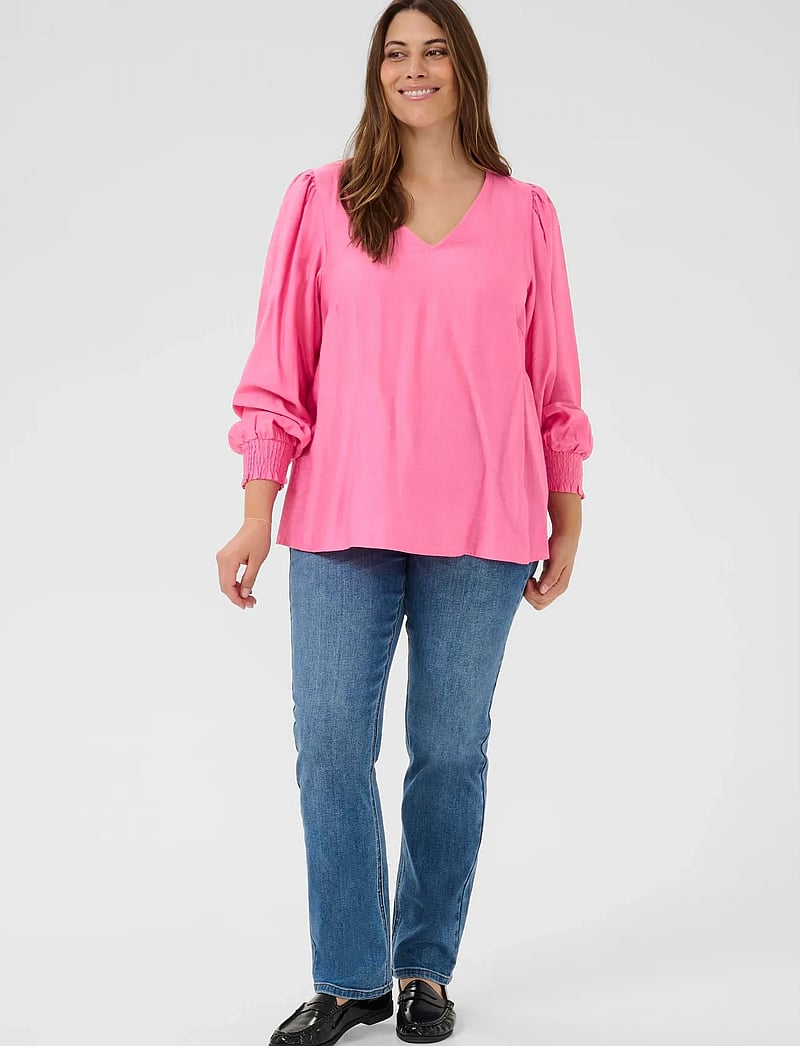 Kaffe Curve - KCsofia Blouse - pitkähihaiset kauluspaidat - pink power - 3