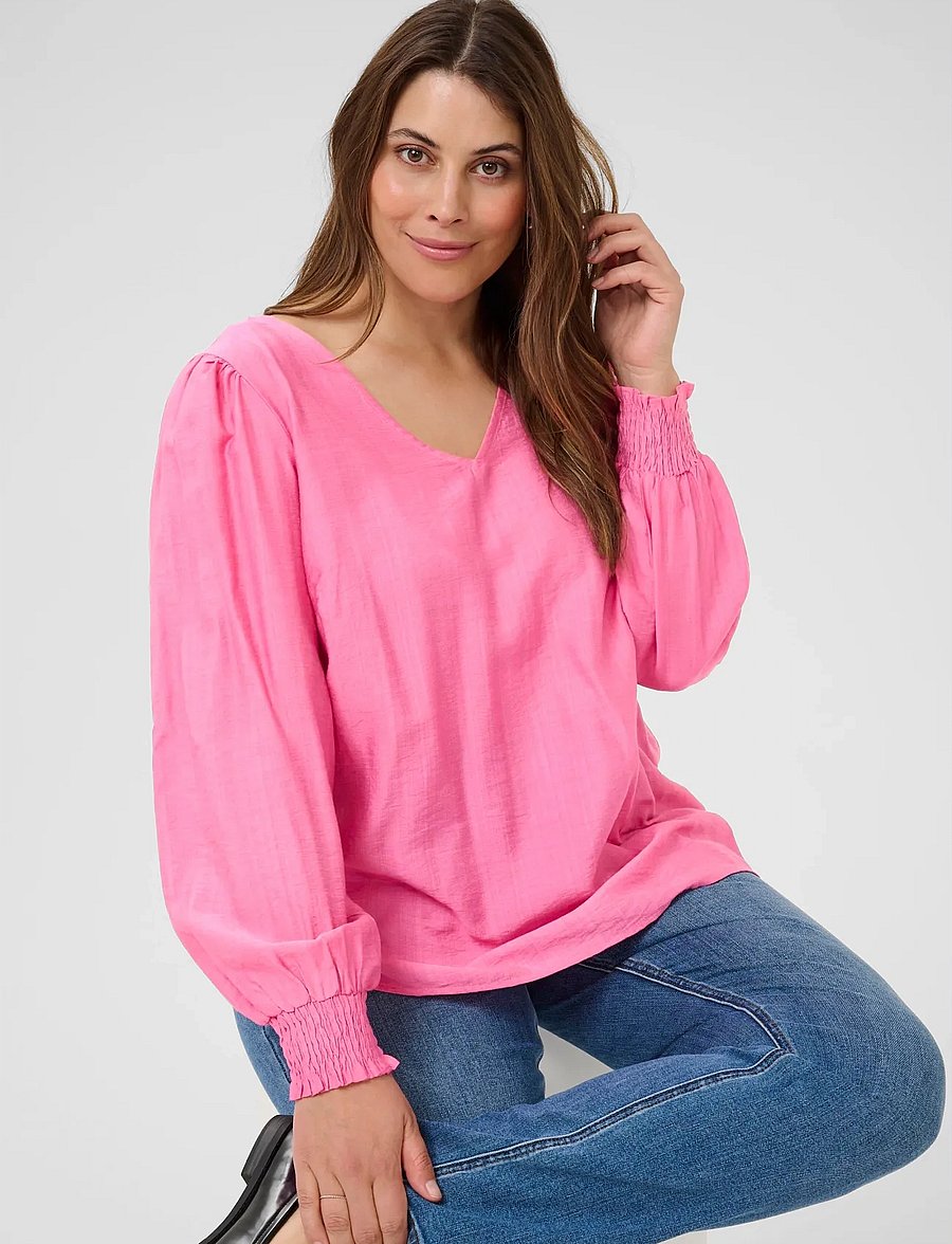 Kaffe Curve - KCsofia Blouse - langærmede skjorter - pink power - 5