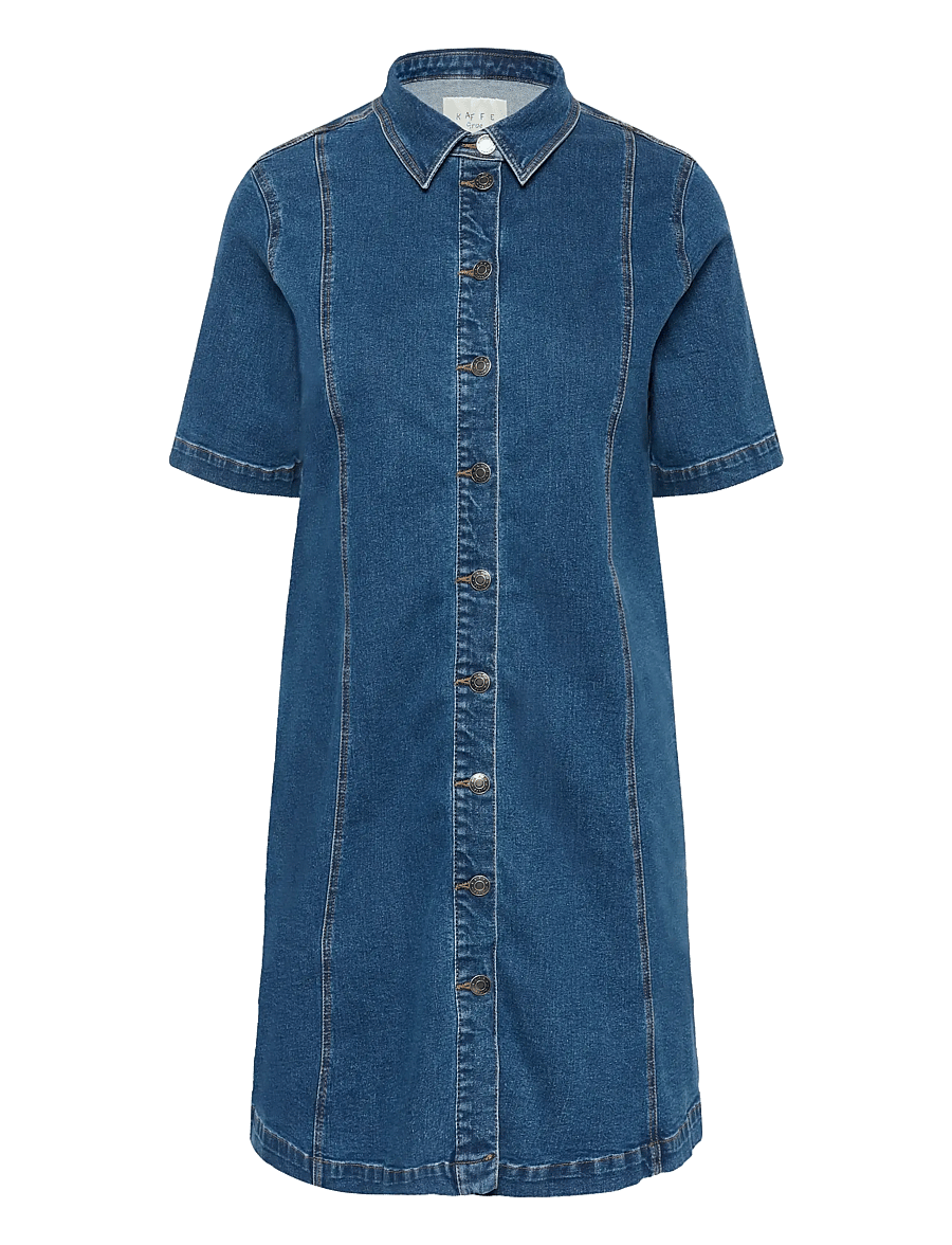 Kaffe Curve - KCleni Denim Dress - skjortklänningar - medium blue denim - 1