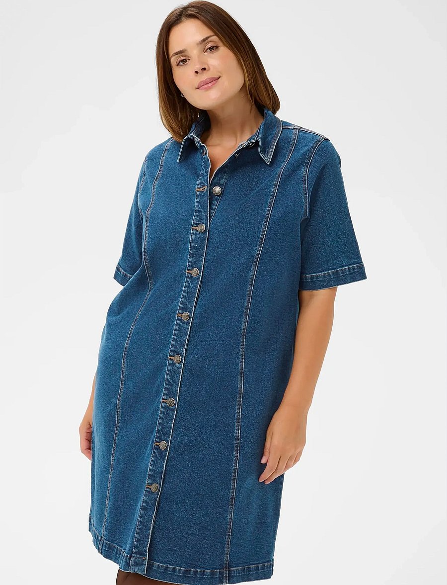 Kaffe Curve - KCleni Denim Dress - skjortklänningar - medium blue denim - 0