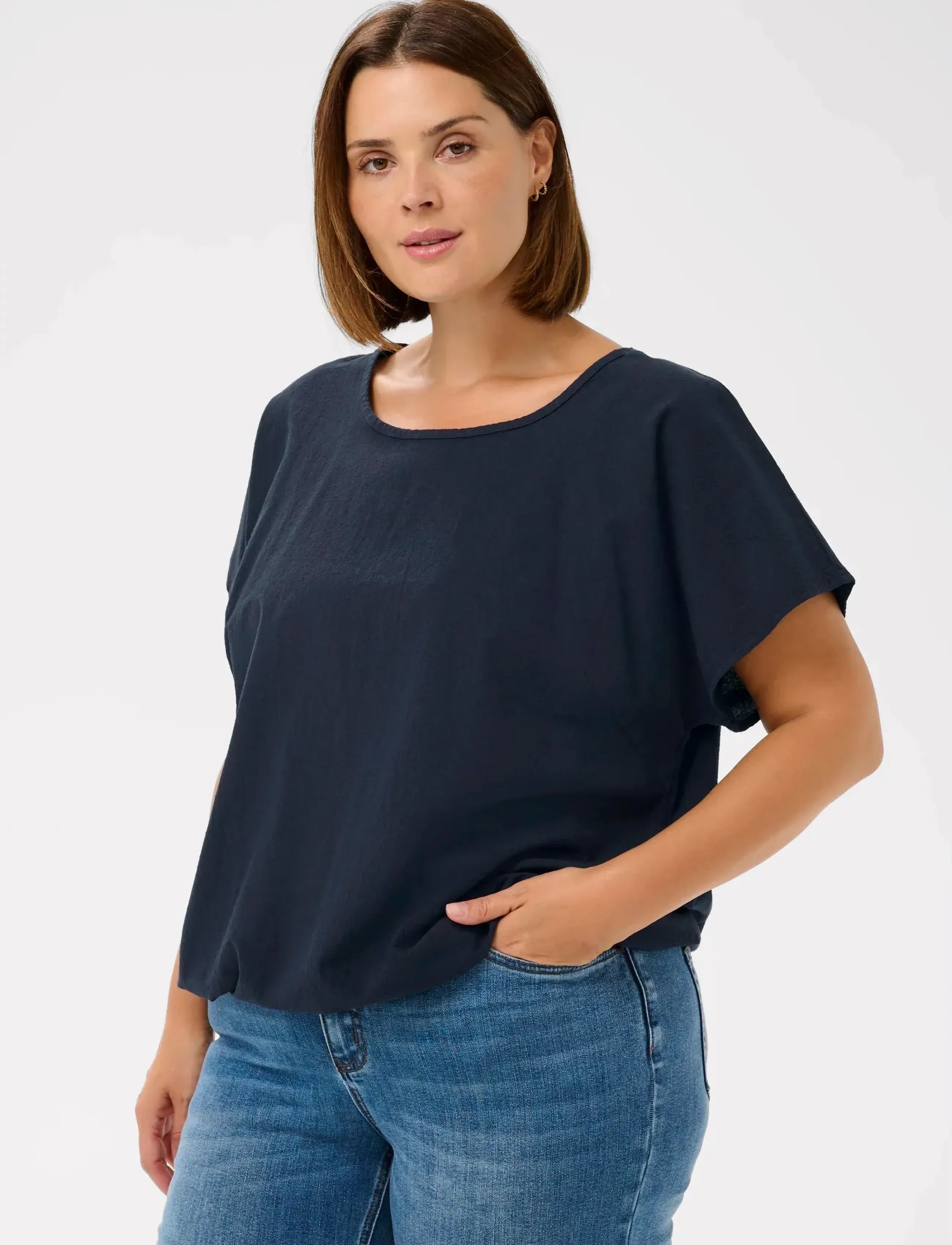 Kaffe Curve Kcnana Ss Blouse, Kvinder, Blouson Bluse, Navy, Str: 52