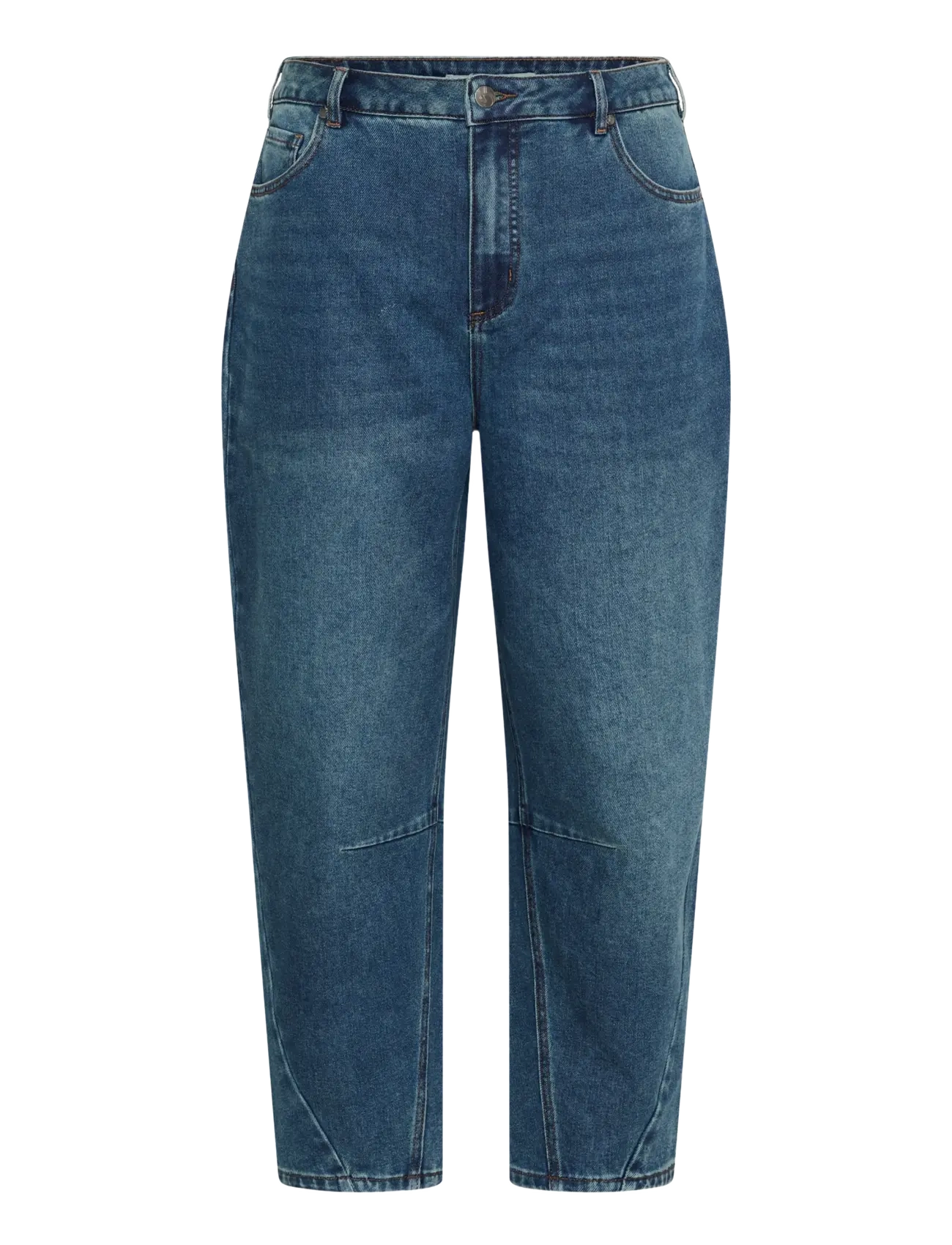 Kaffe Curve KCninna Cropped Barrel Jeans - Inspiration - BLUE WASHED DENIM / blue