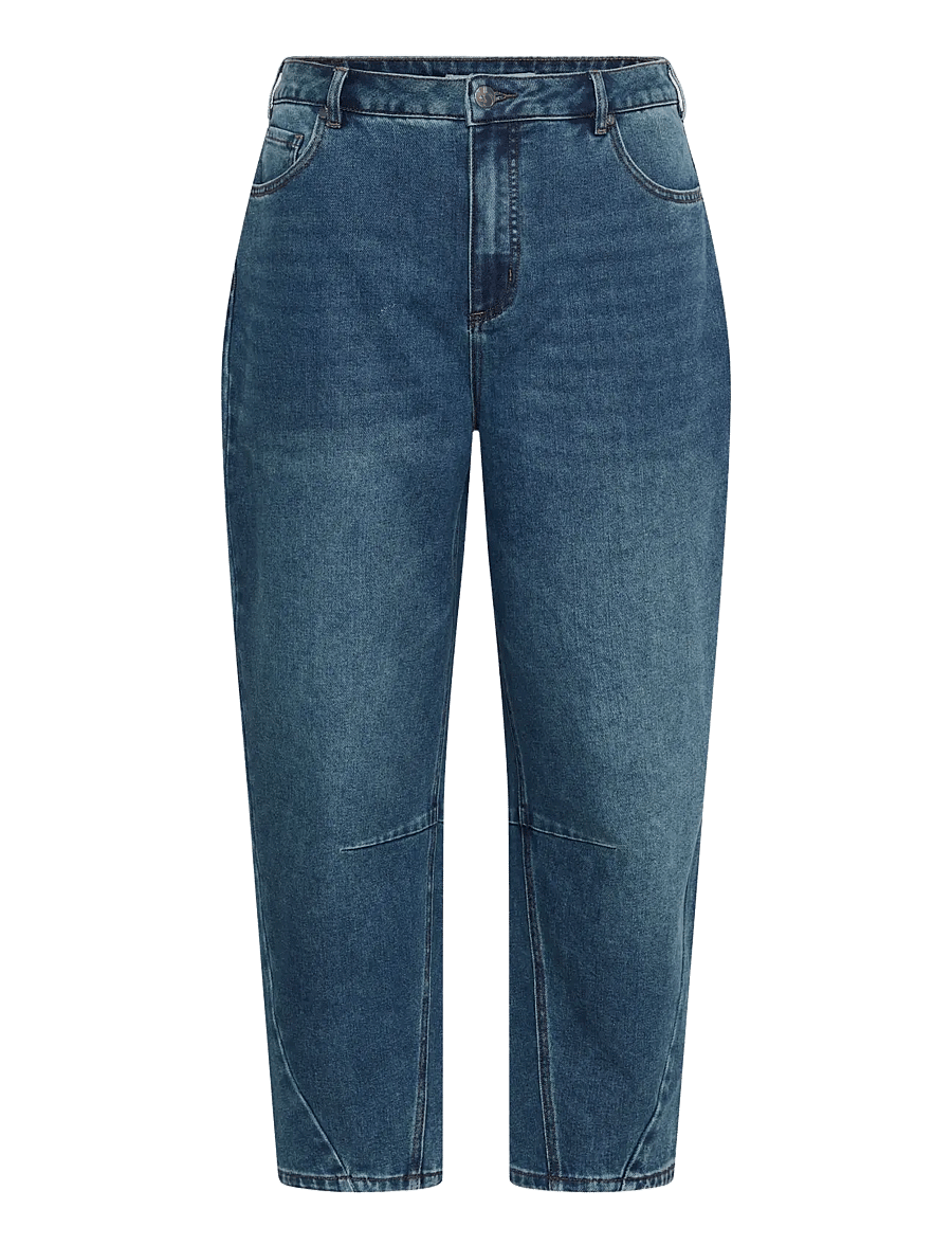 Kaffe Curve - KCninna Cropped Barrel Jeans - barrel jeans - blue washed denim - 0