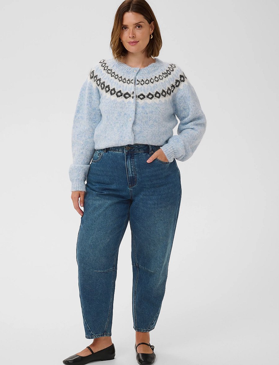 Kaffe Curve - KCninna Cropped Barrel Jeans - barrel jeans - blue washed denim - 3