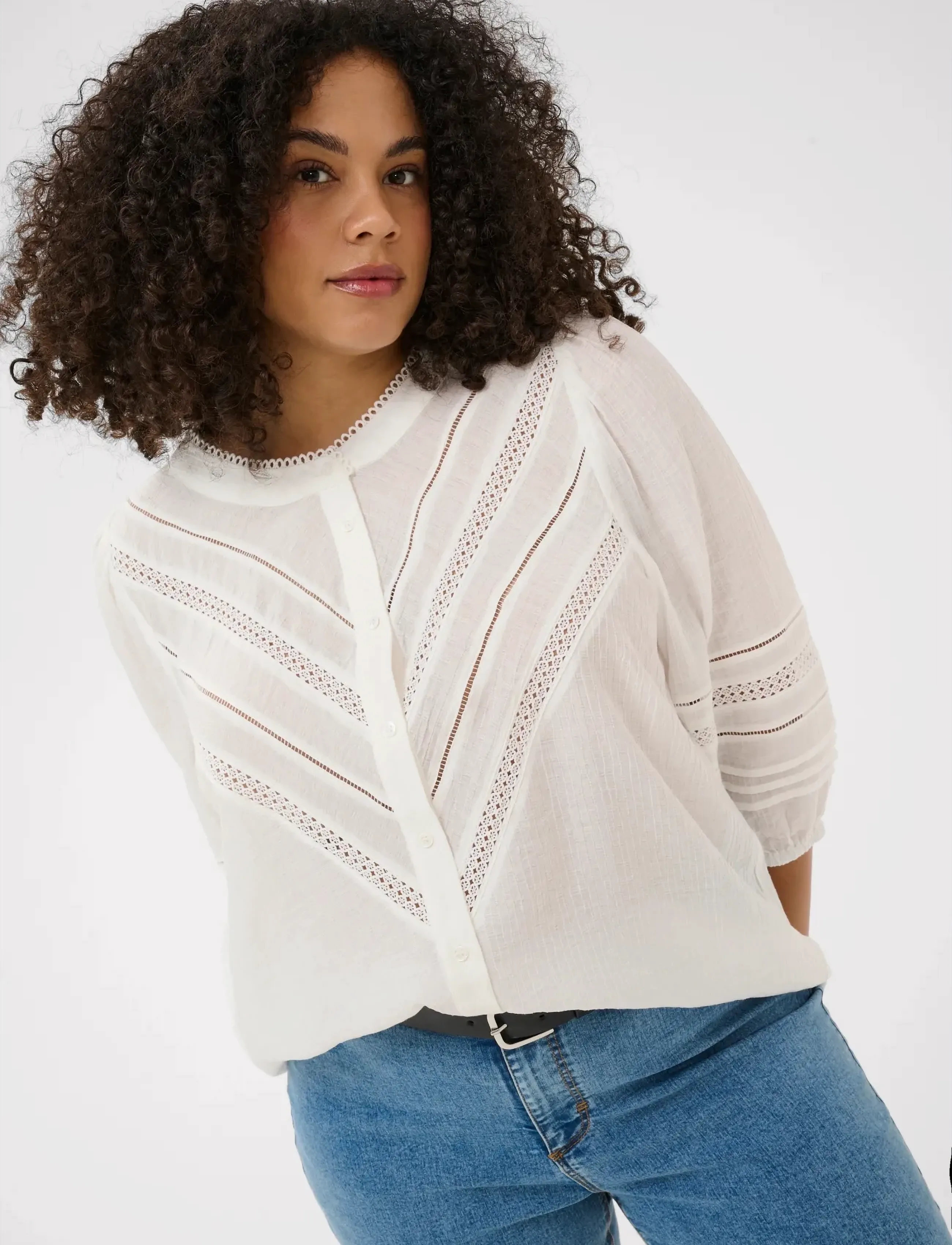 Kaffe Curve - KCliwa Shirt - langærmede skjorter - chalk - 4