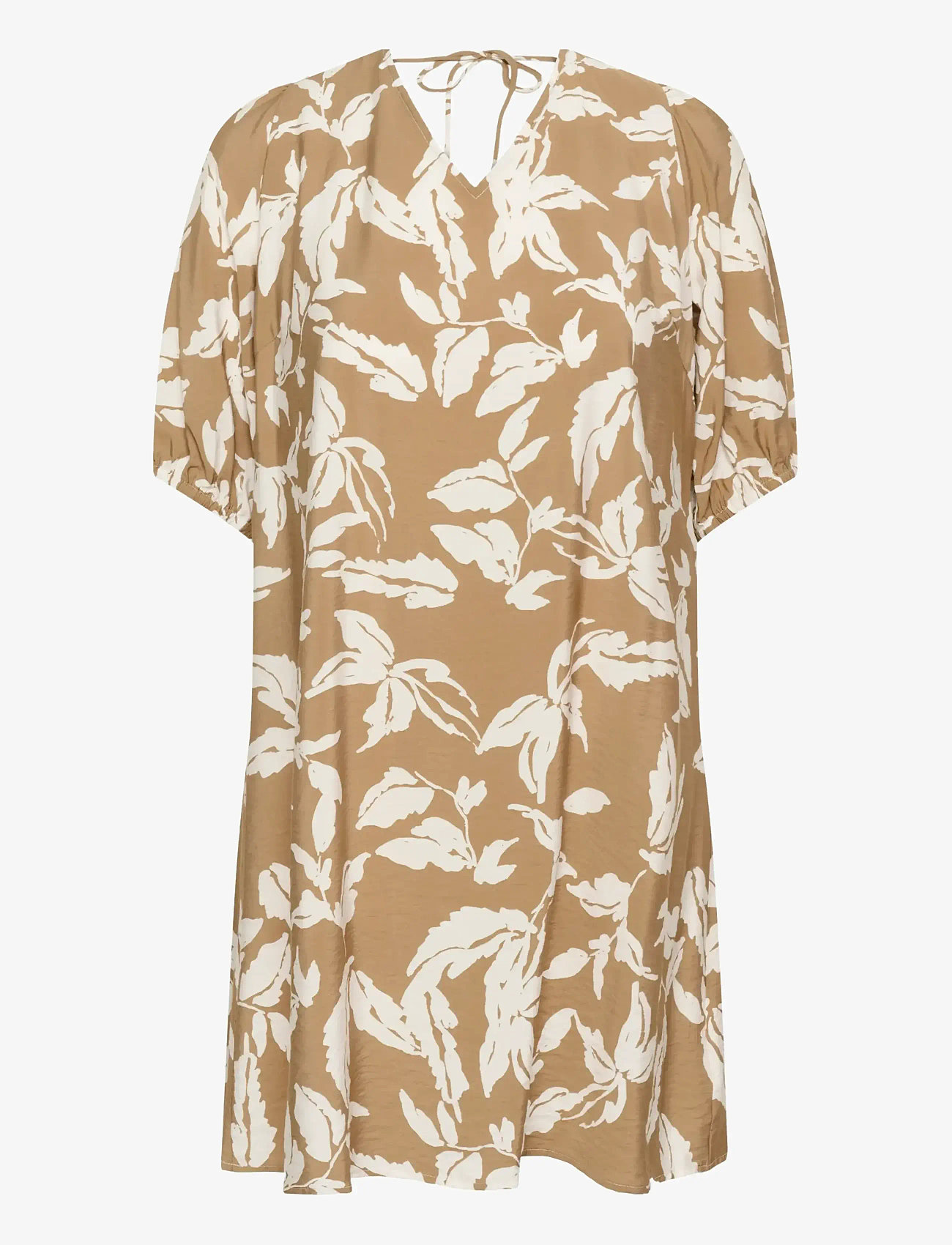 Kaffe Curve - KCmarla Dress - konfirmatsioon - oak chalk leafs - 1