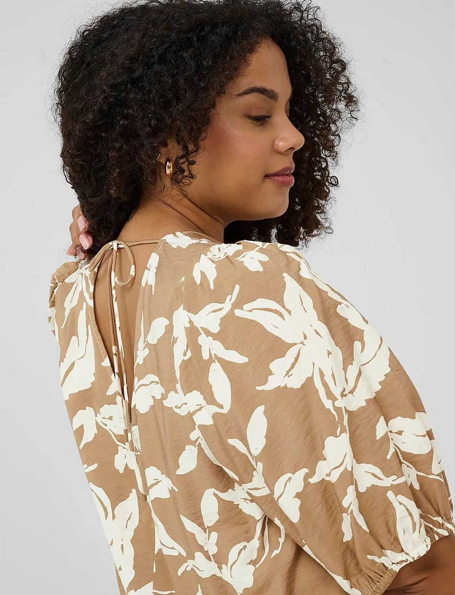Kaffe Curve - KCmarla Dress - konfirmation - oak chalk leafs - 3