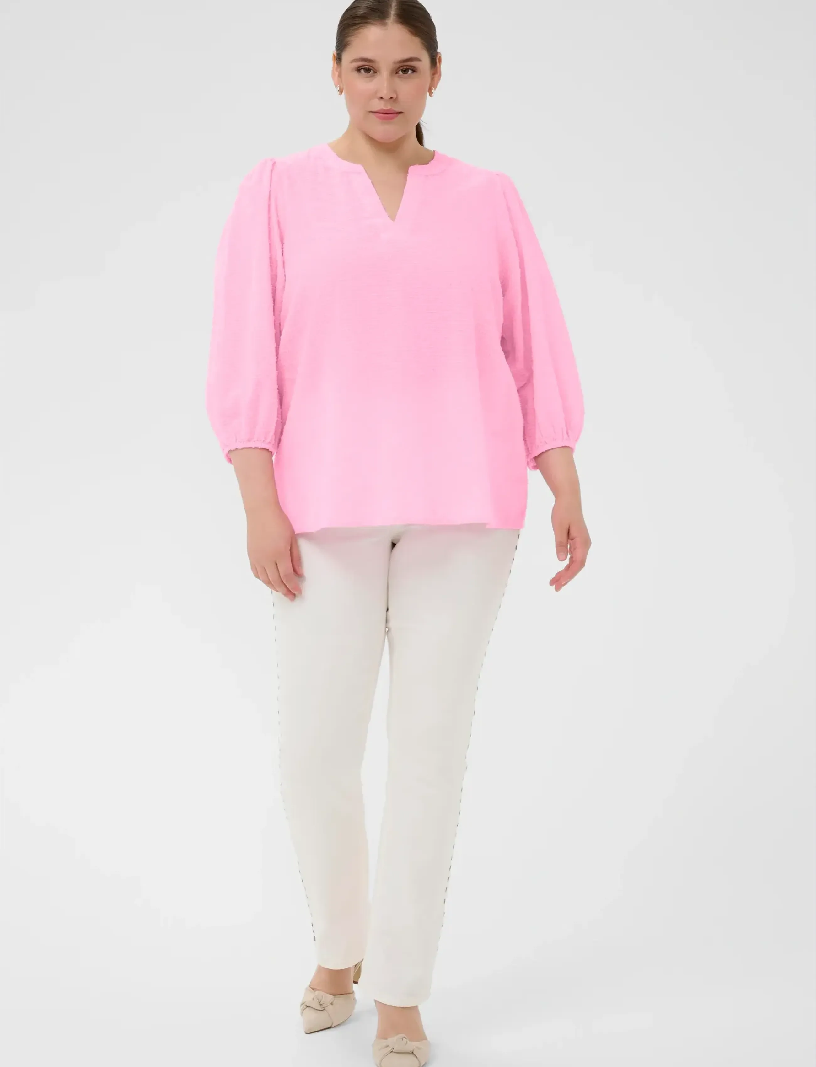 Kaffe Curve - KCpenelopia Blouse - long sleeved blouses - pink frosting - 3