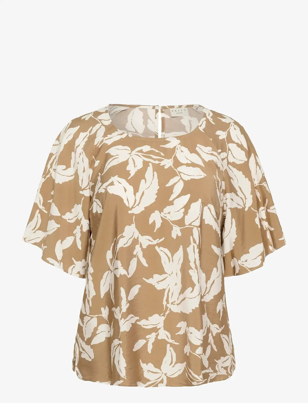 Kaffe Curve - KCmarla Blouse - lühikeste varrukatega pluusid - oak chalk leafs - 1