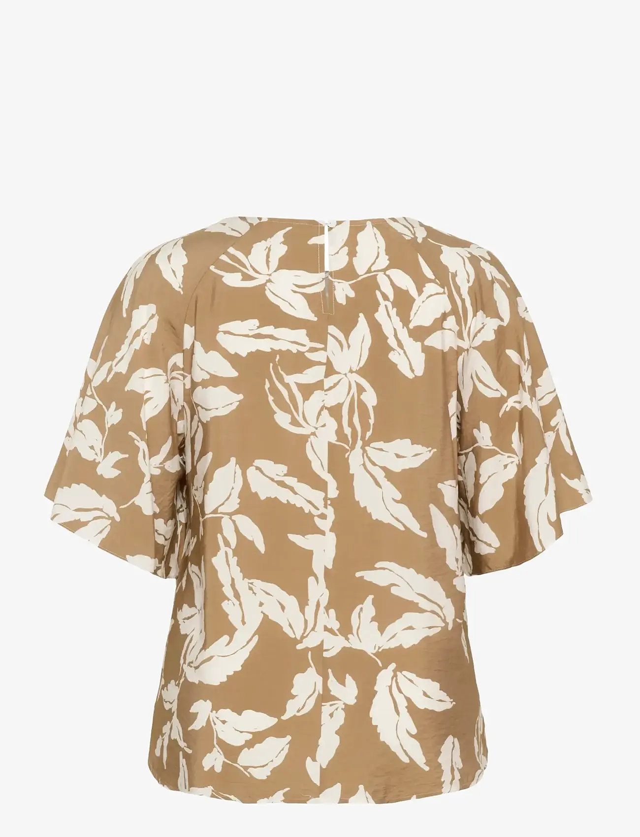 Kaffe Curve - KCmarla Blouse - lühikeste varrukatega pluusid - oak chalk leafs - 2