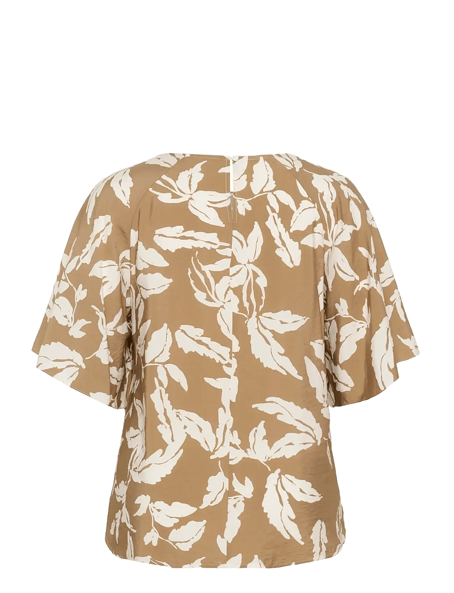 Kaffe Curve - KCmarla Blouse - kurzärmelige blusen - oak chalk leafs - 2