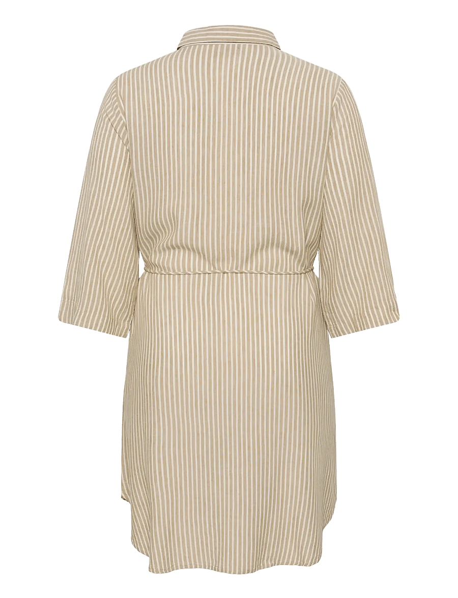 Kaffe Curve - KCmille Short Shirt Dress - sommarklänningar - chinchilla/chalk stripe - 2