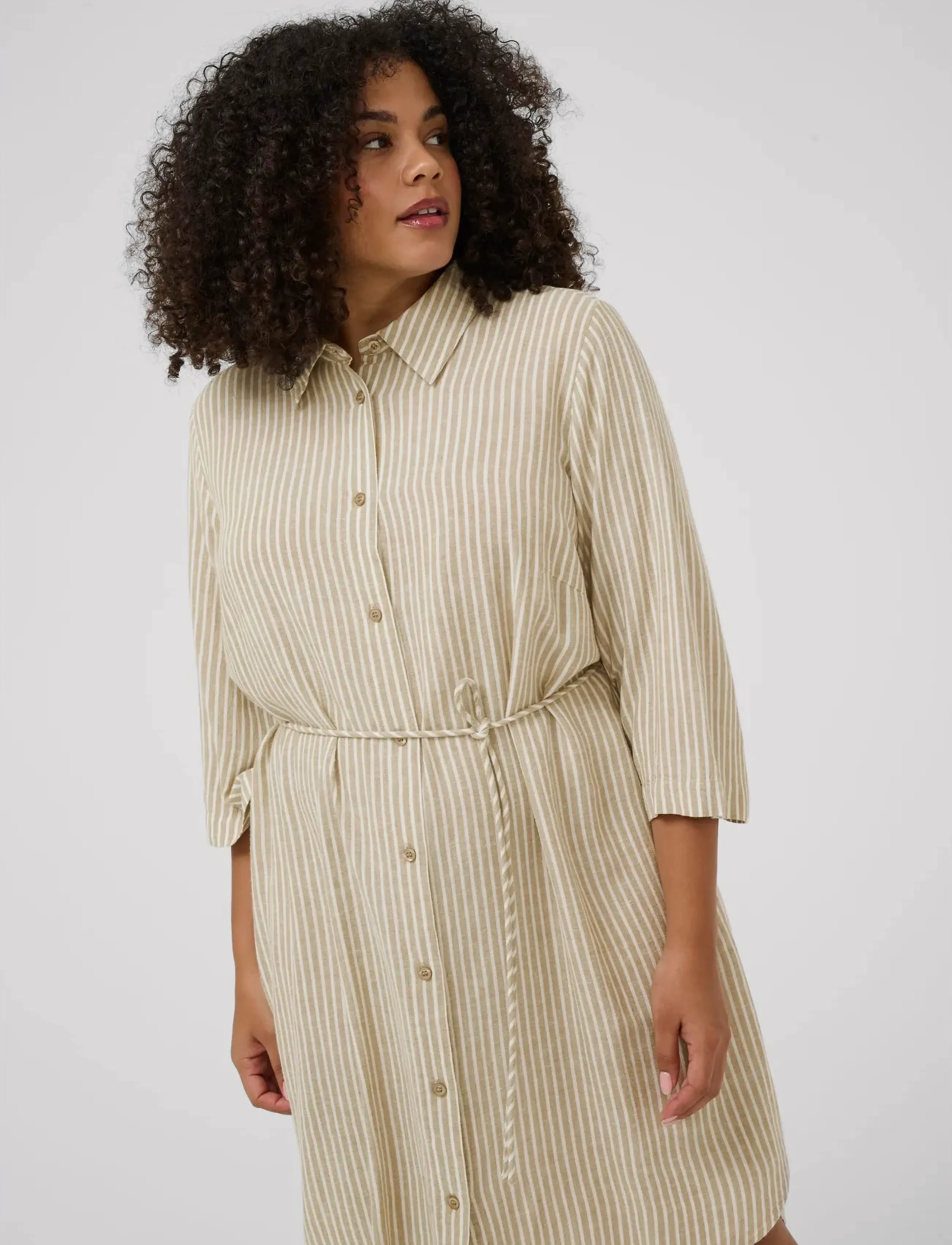 Kaffe Curve - KCmille Short Shirt Dress - robes d'été - chinchilla/chalk stripe - 4