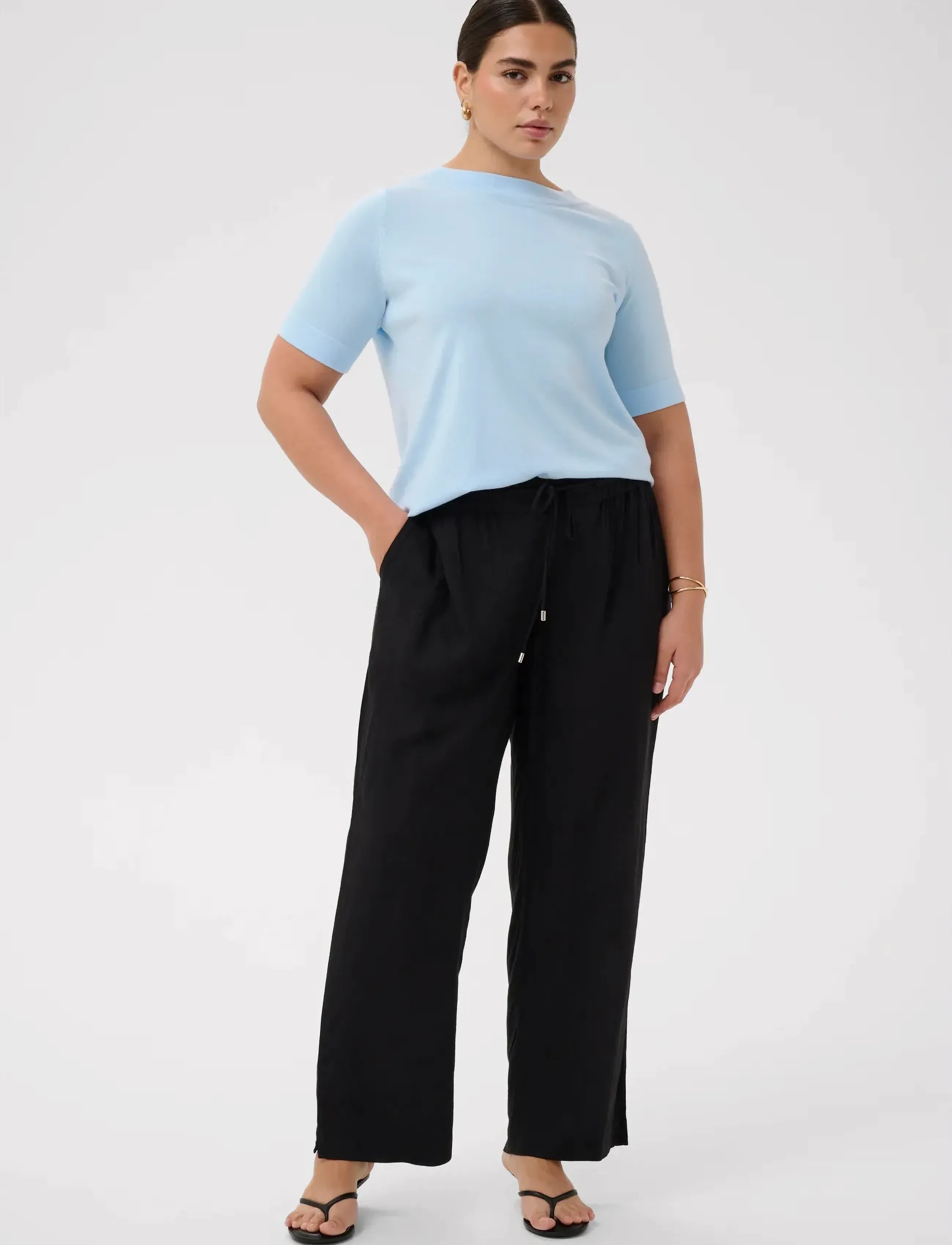 Kaffe Curve - KCmille Wide Pants - wide leg trousers - black deep - 3