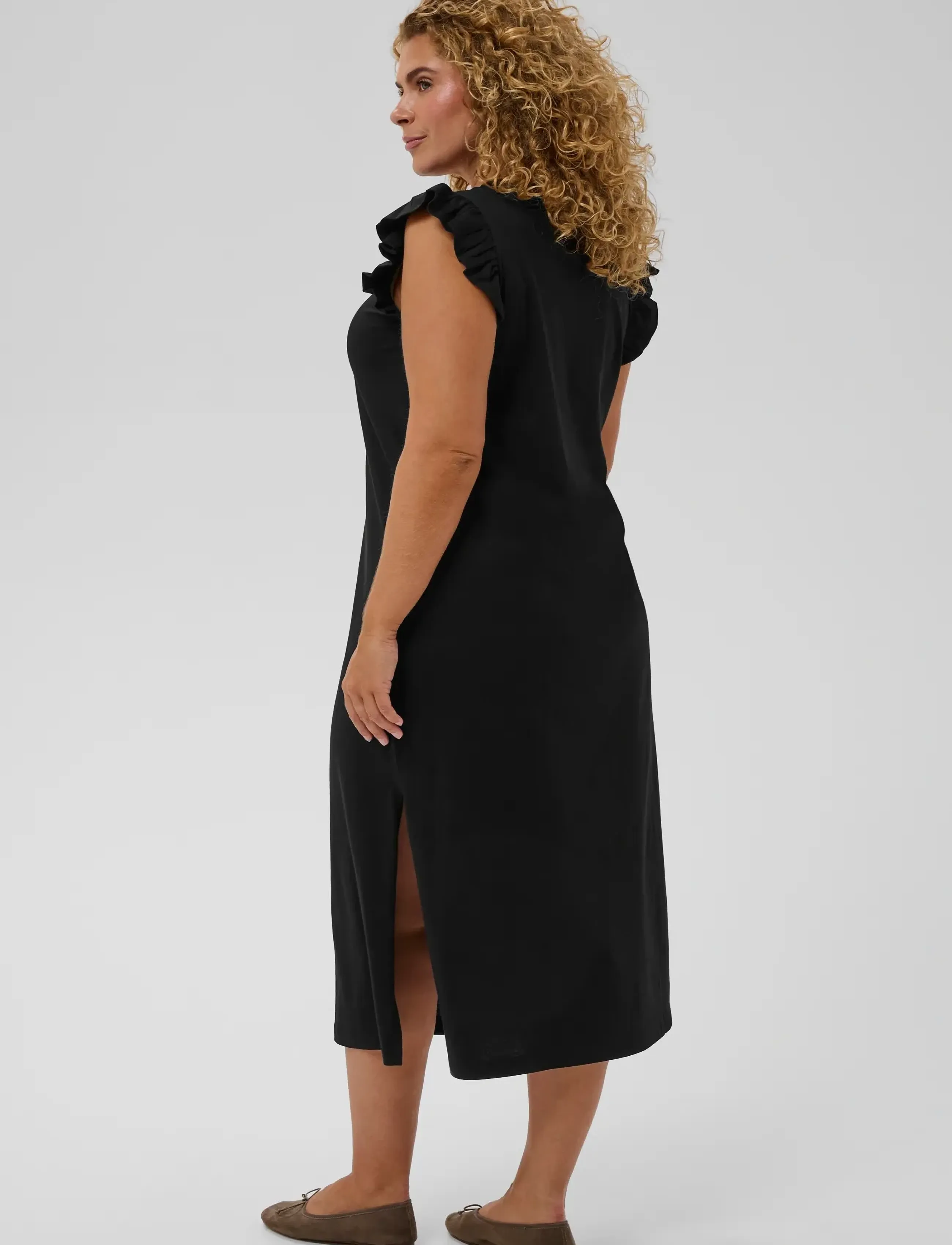 Kaffe Curve KCcaline Flounce Dress - Kampagne - BLACK DEEP / black