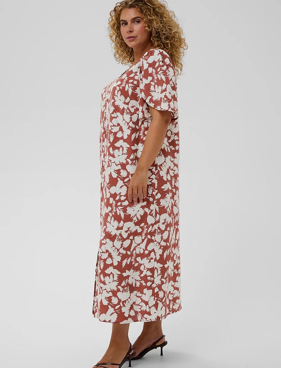 Kaffe Curve - KCevia Dress - summer dresses - henna chalk flower - 0