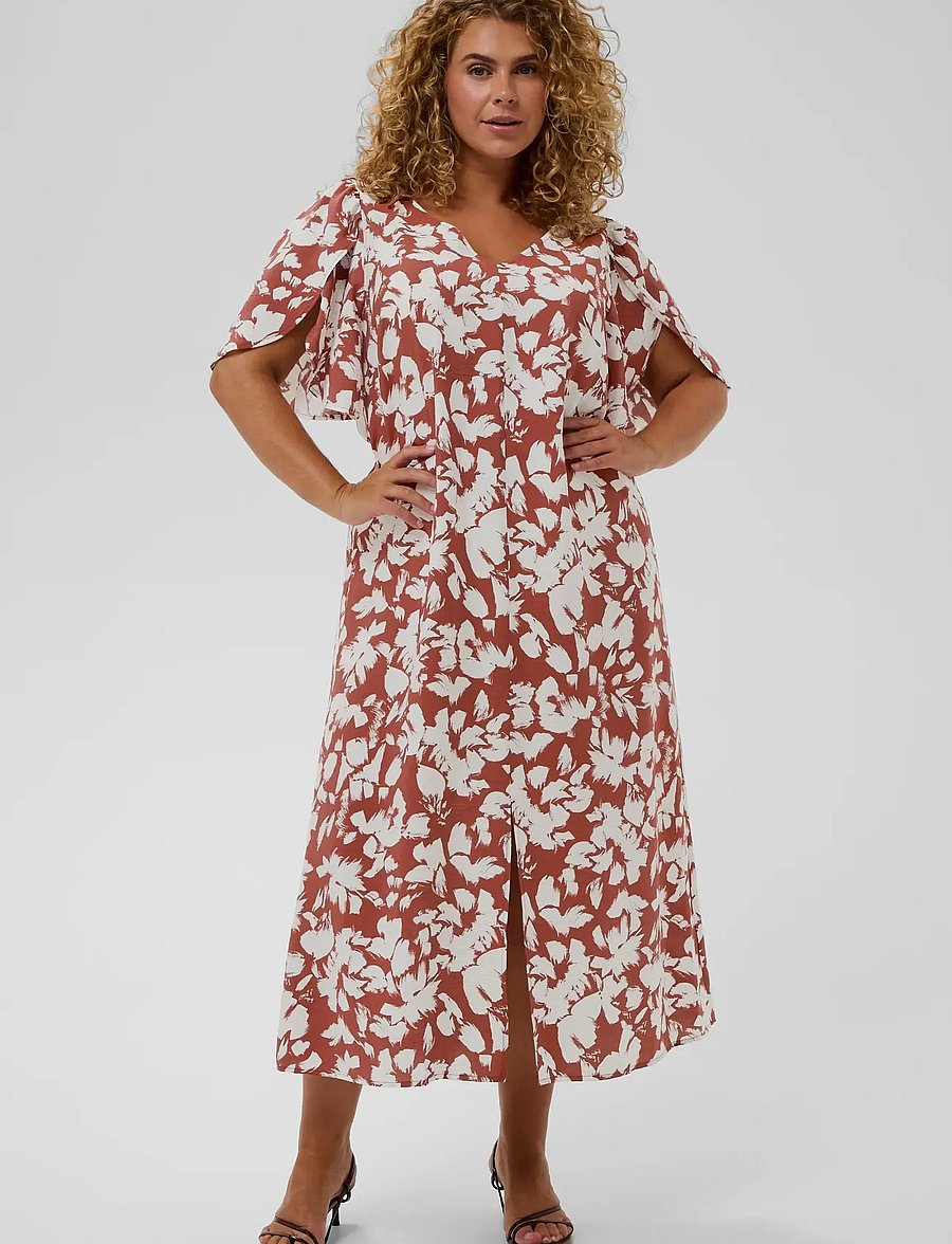 Kaffe Curve - KCevia Dress - summer dresses - henna chalk flower - 3