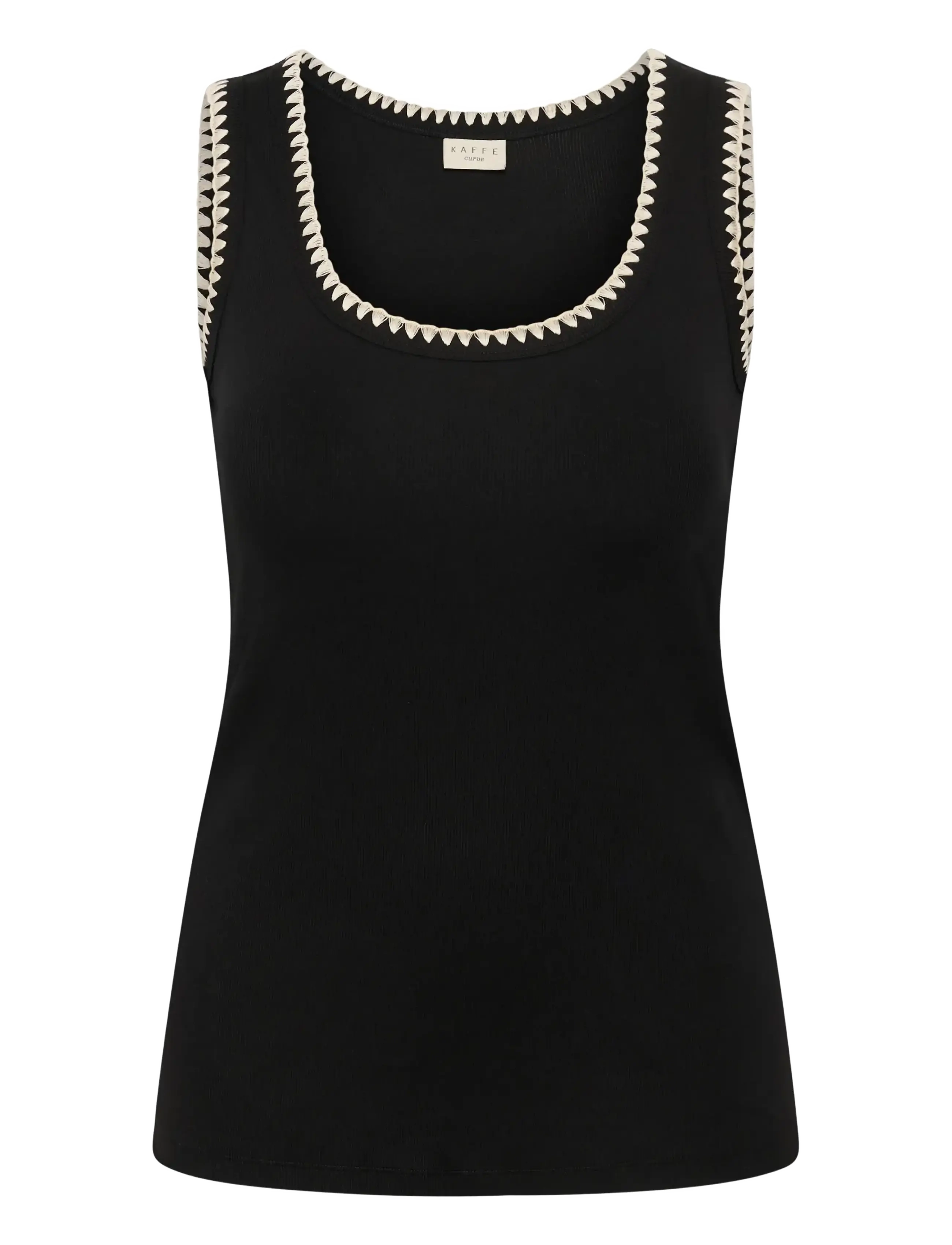 Kaffe Curve Kccarina Tank Top, Kvinder, Hæklet Kant Tanktop, Sort, Str: M