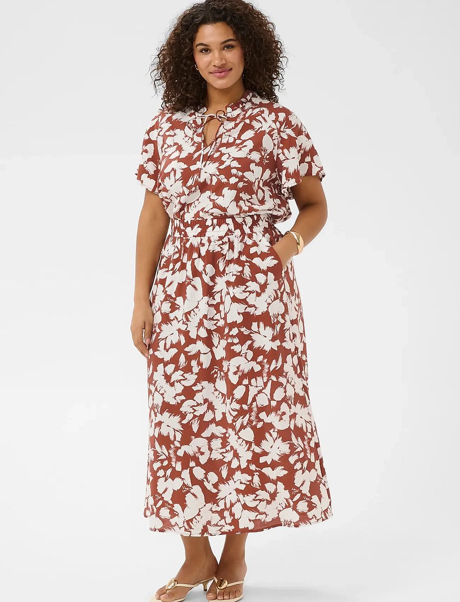 Kaffe Curve - KCevia Skirt - midi kjolar - henna chalk flower - 0