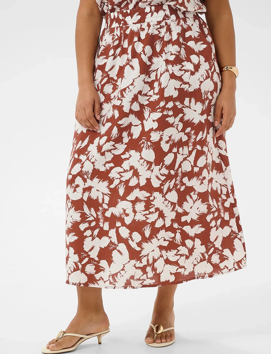 Kaffe Curve - KCevia Skirt - midi kjolar - henna chalk flower - 3