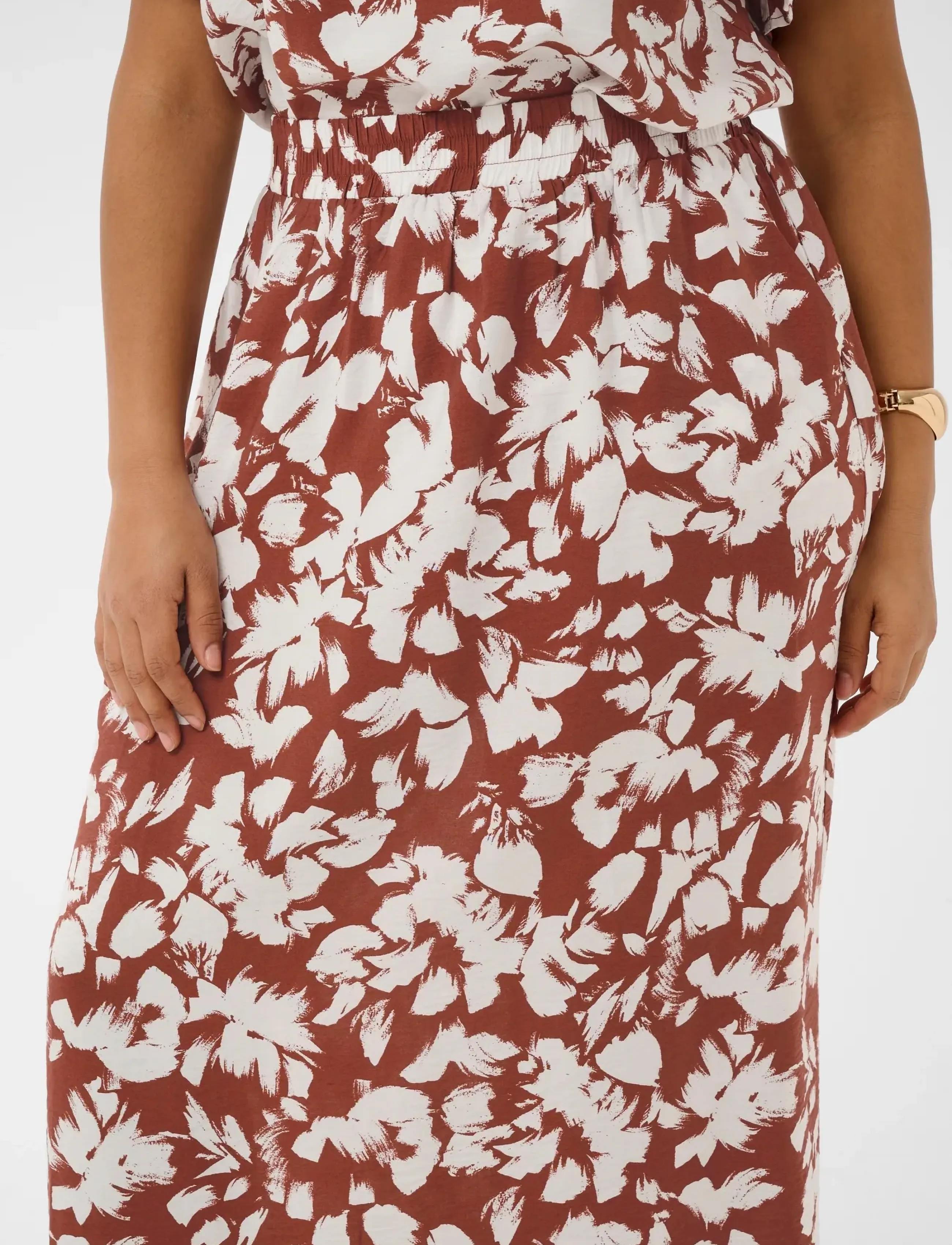 Kaffe Curve - KCevia Skirt - midiseelikud - henna chalk flower - 5