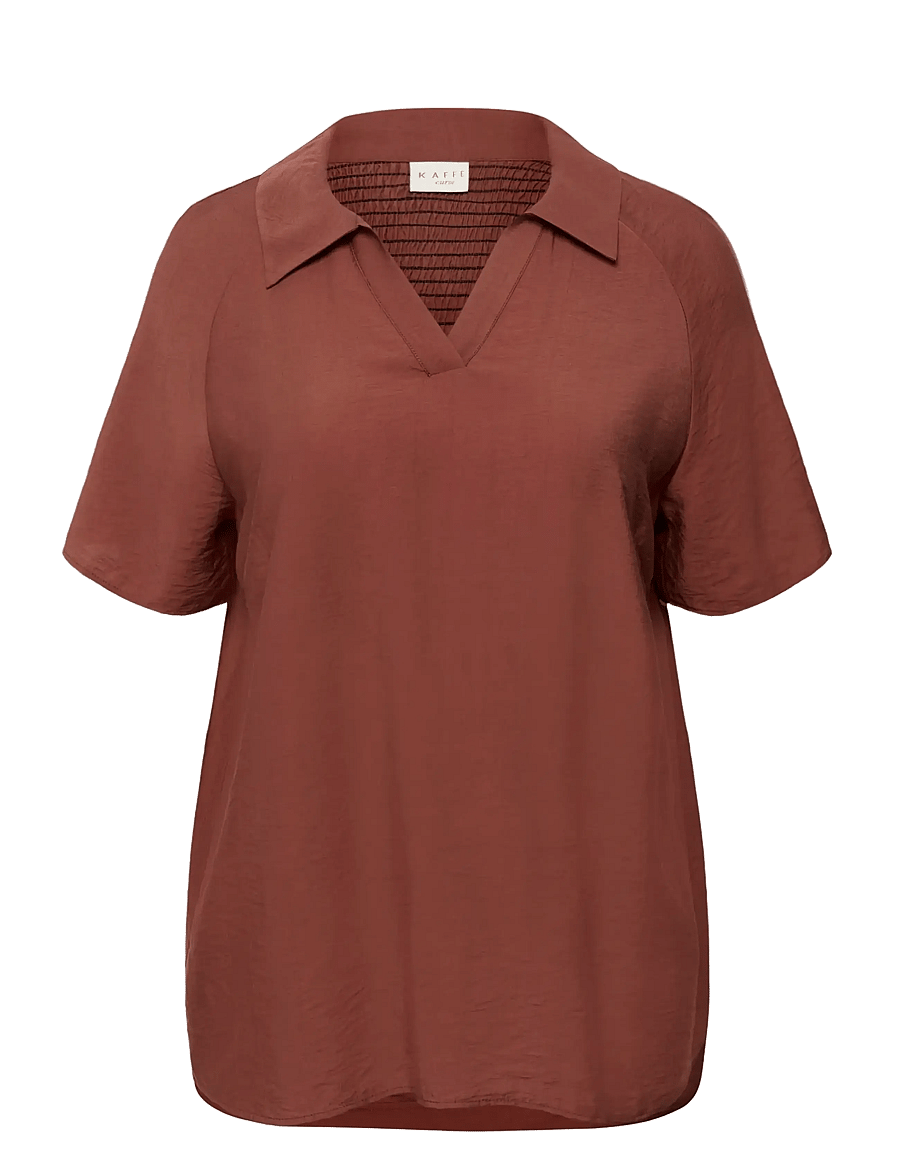 Kaffe Curve - KCemilia Blouse - short-sleeved blouses - henna - 1
