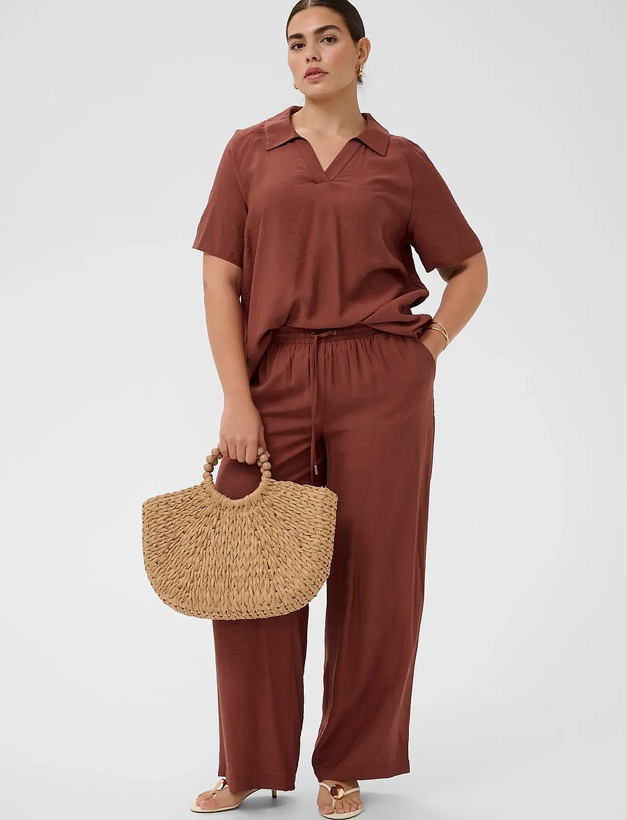 Kaffe Curve - KCemilia Blouse - short-sleeved blouses - henna - 3