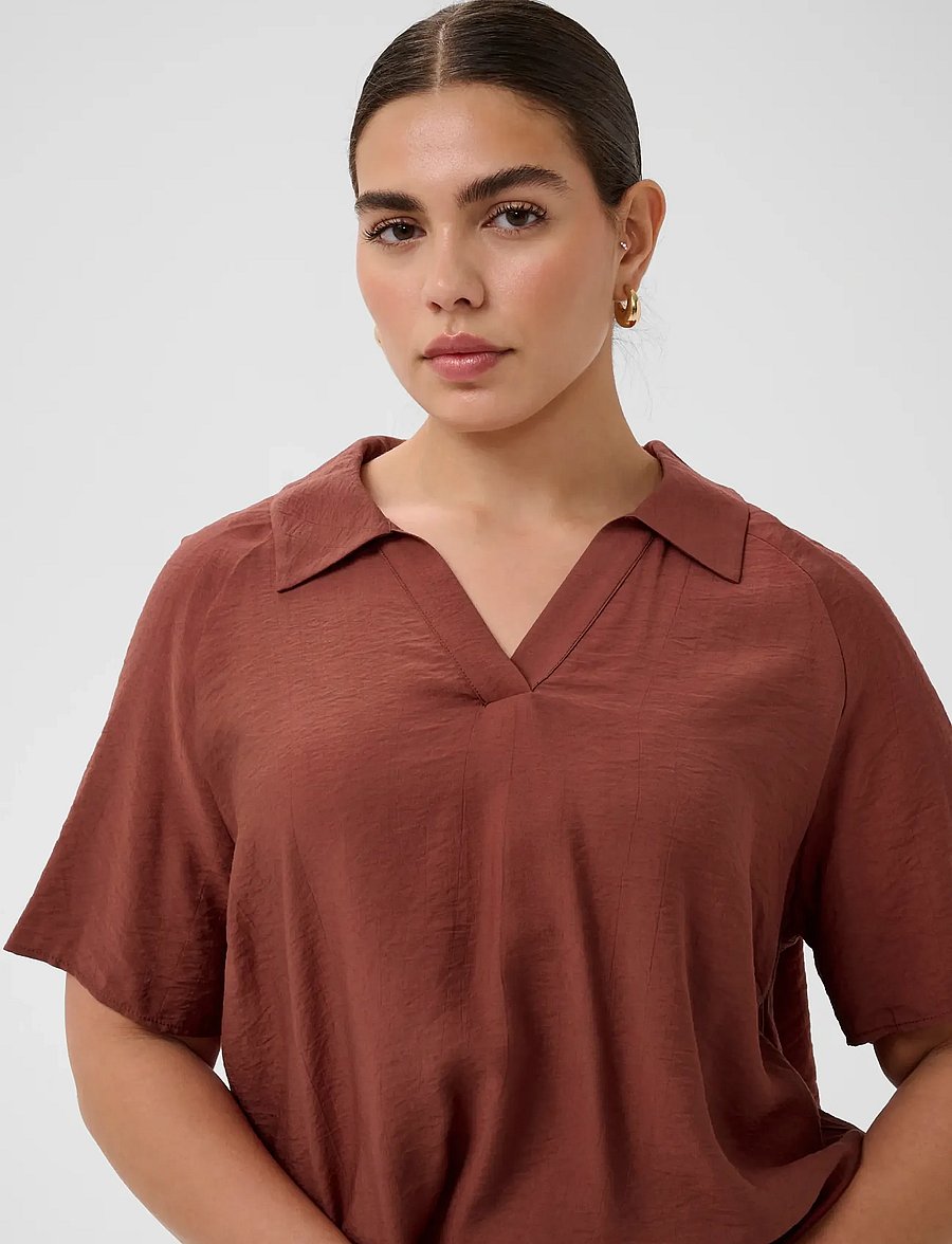 Kaffe Curve - KCemilia Blouse - short-sleeved blouses - henna - 5