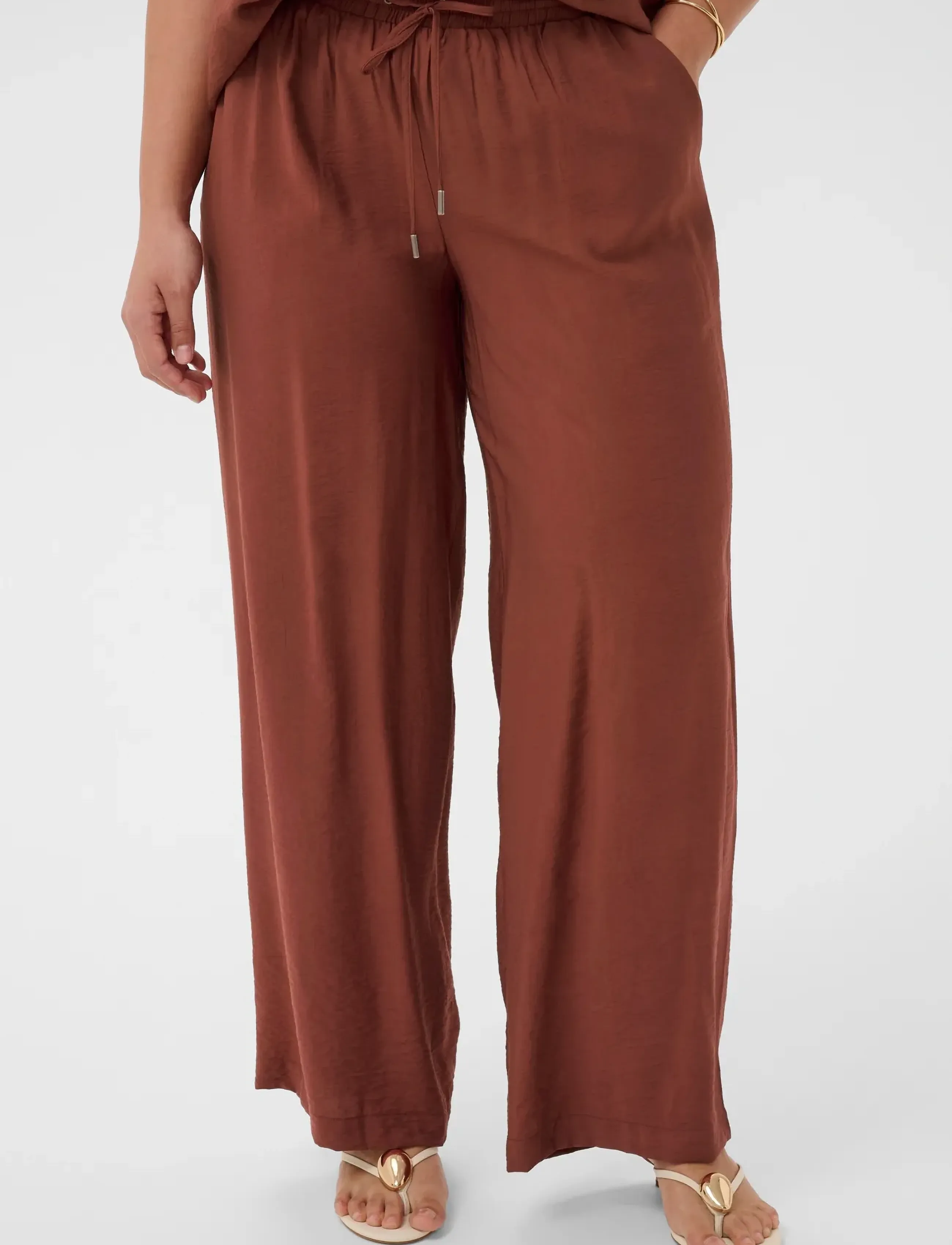 Kaffe Curve - KCemilia Wide Pants - bukser med brede ben - henna - 3