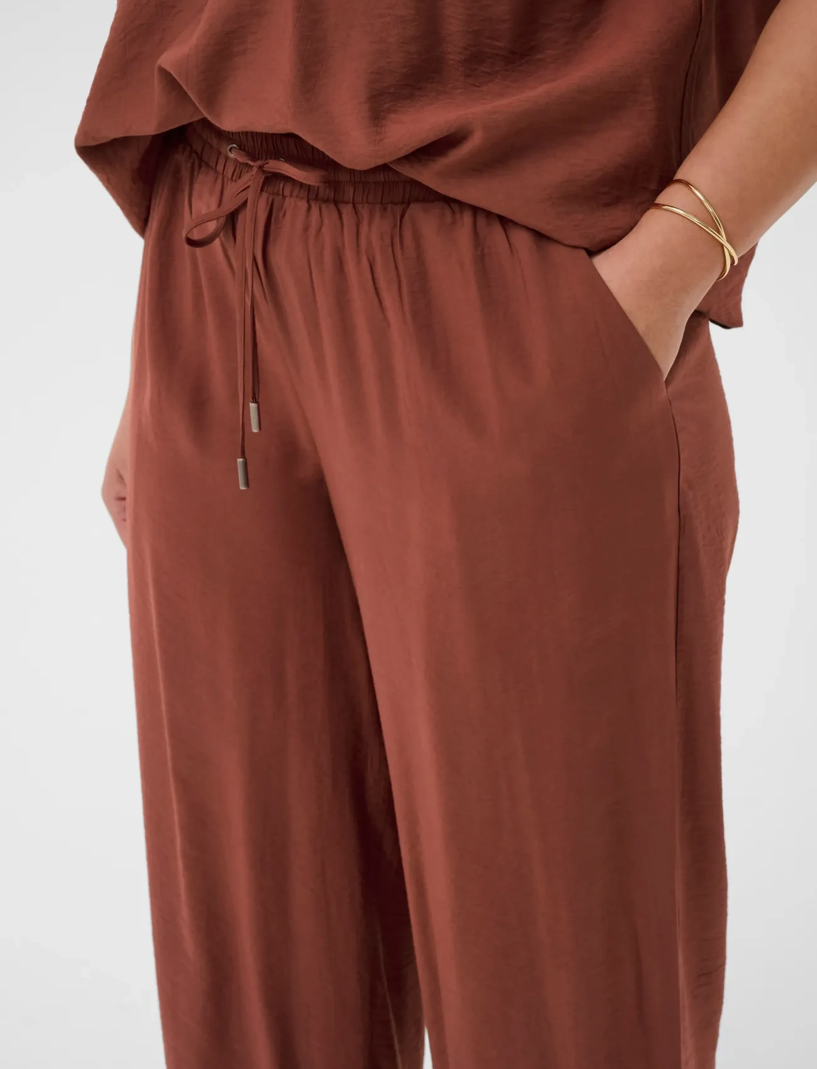 Kaffe Curve - KCemilia Wide Pants - bukser med brede ben - henna - 5