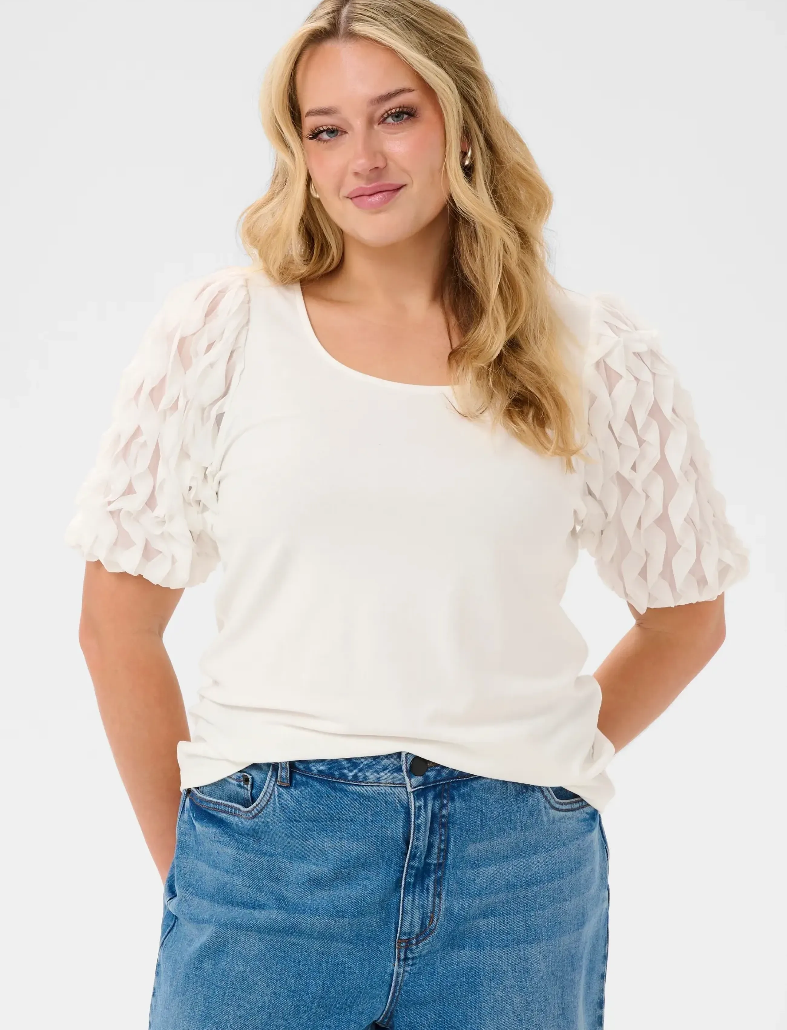 Kaffe Curve KClinda Tshirt - T-shirts - CHALK / white