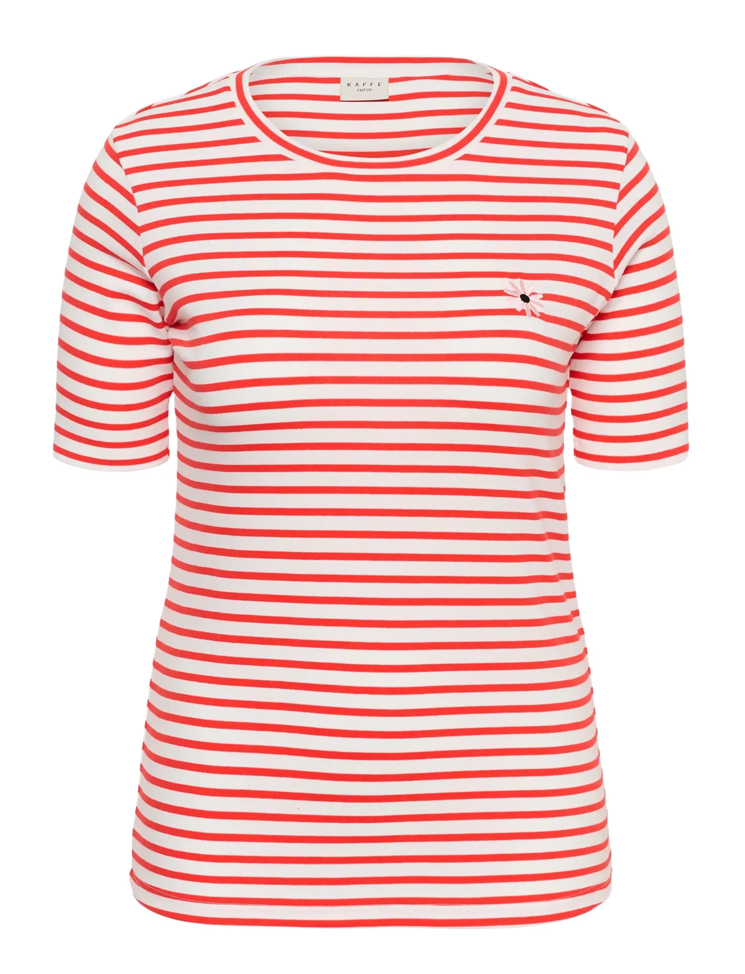 Kaffe Curve KClia Flower Tshirt - Vêtements - POPPY RED/CHALK-PINK FLOWER / red