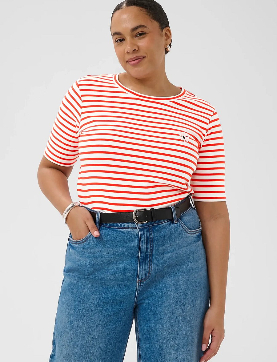 Kaffe Curve - KClia Flower Tshirt - t-shirts - poppy red/chalk-pink flower - 0