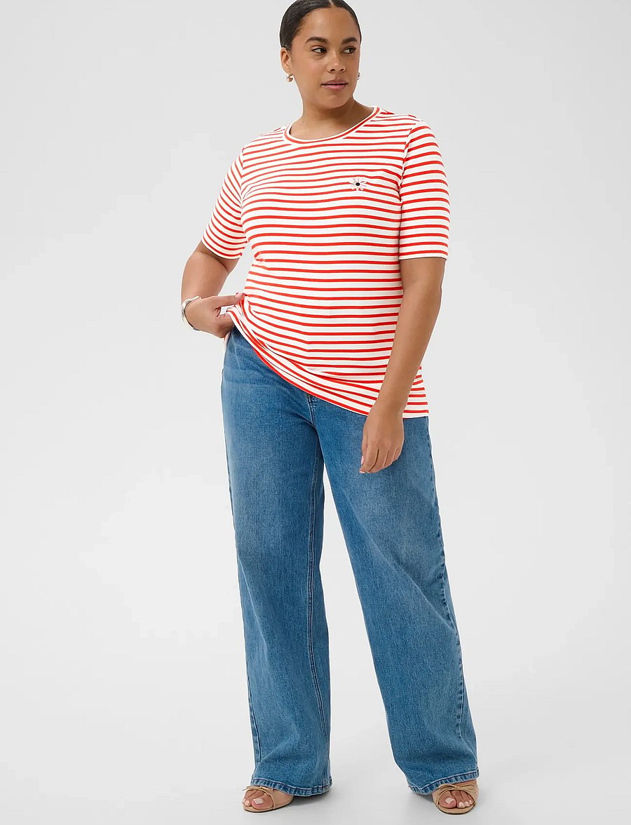 Kaffe Curve - KClia Flower Tshirt - t-shirts - poppy red/chalk-pink flower - 3