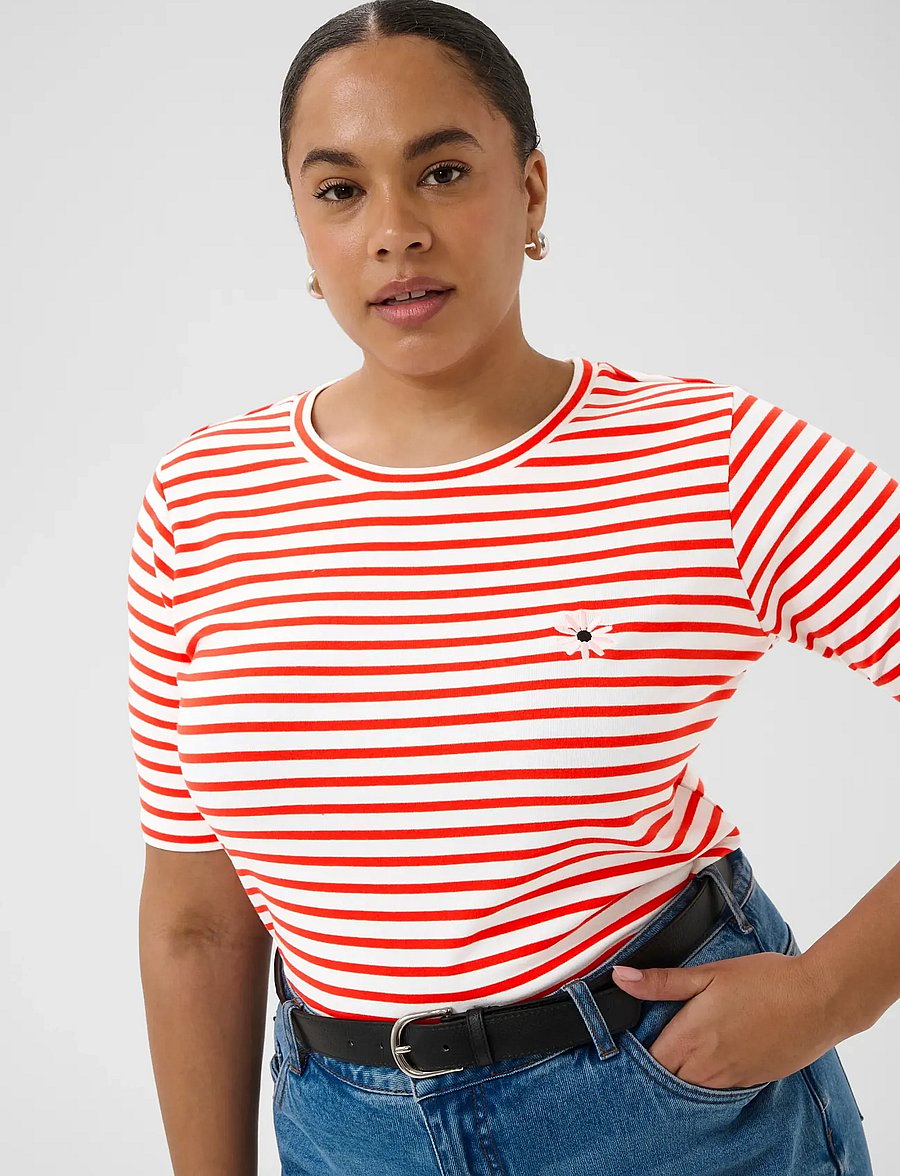 Kaffe Curve - KClia Flower Tshirt - t-shirts - poppy red/chalk-pink flower - 5