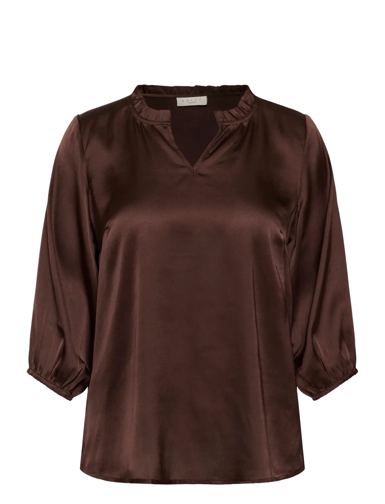 Kaffe Curve KCamira Frill Blouse - Kurzärmelige Blusen - CHOCOLATE BROWN / brown