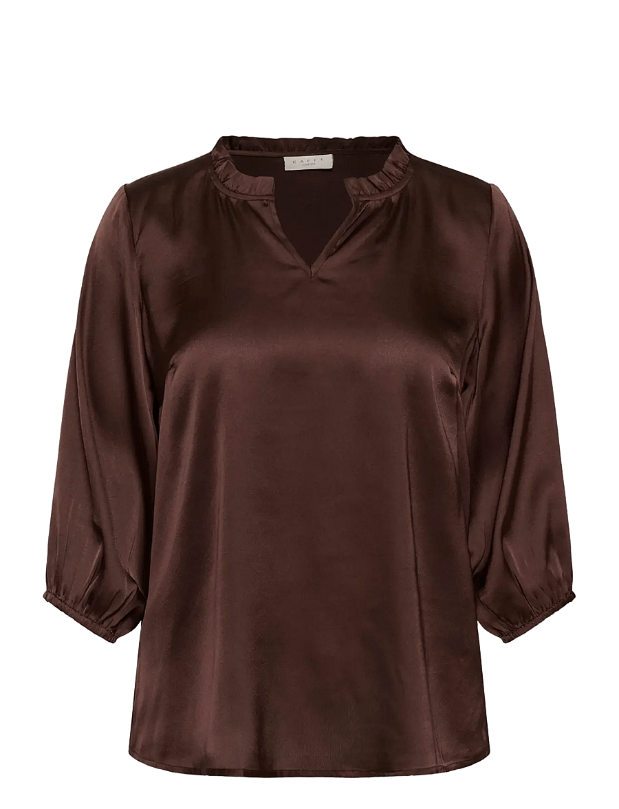 Kaffe Curve - KCamira Frill Blouse - chocolate brown - 0