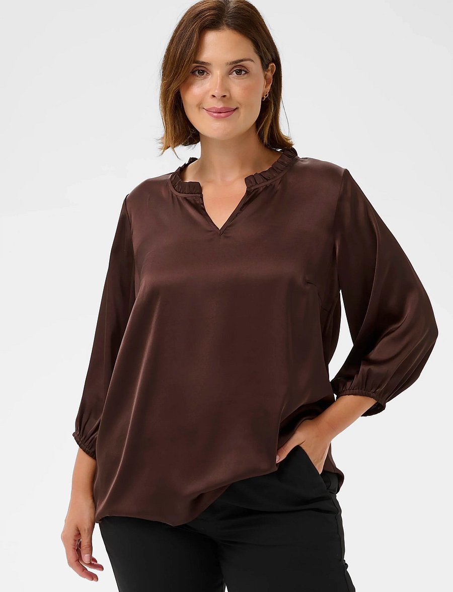 Kaffe Curve - KCamira Frill Blouse - chocolate brown - 2