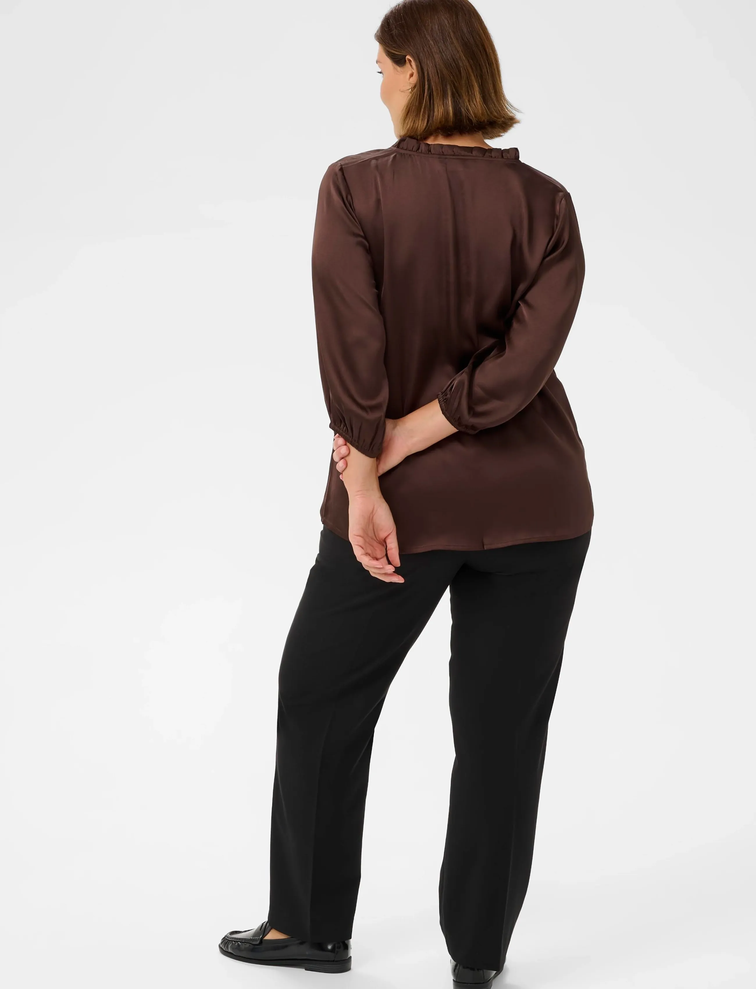 Kaffe Curve - KCamira Frill Blouse - chocolate brown - 4