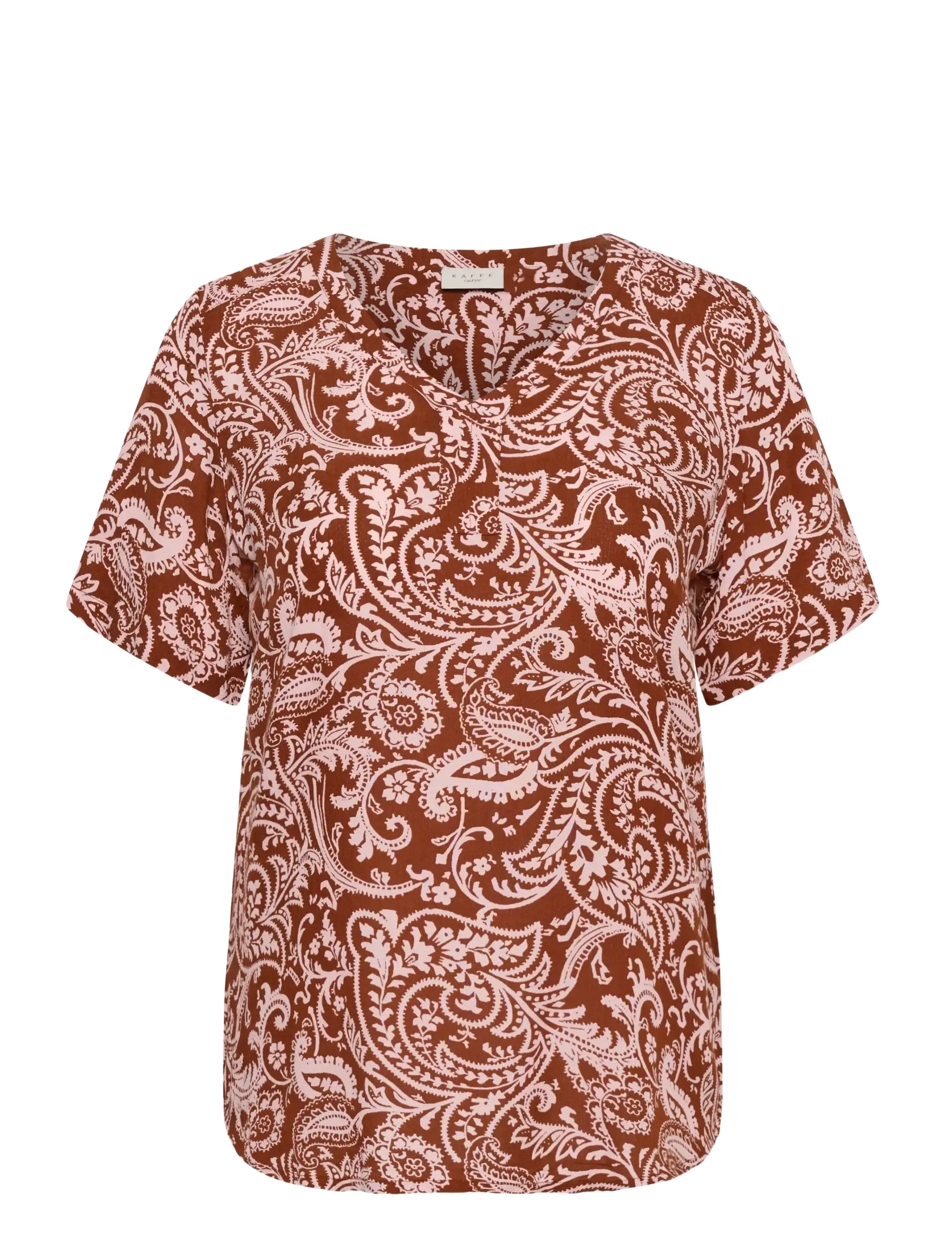 Kaffe Curve KCami SS Blouse Printed - Blouses & Overhemden - HENNA BALLERINA PAISLEY / brown