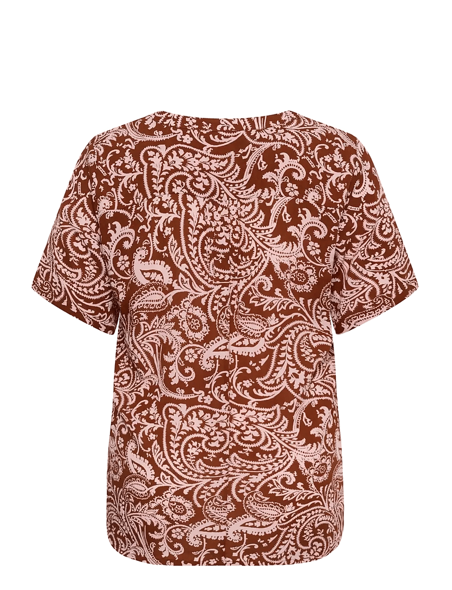 Kaffe Curve - KCami SS Blouse Printed - kortärmade blusar - henna ballerina paisley - 2