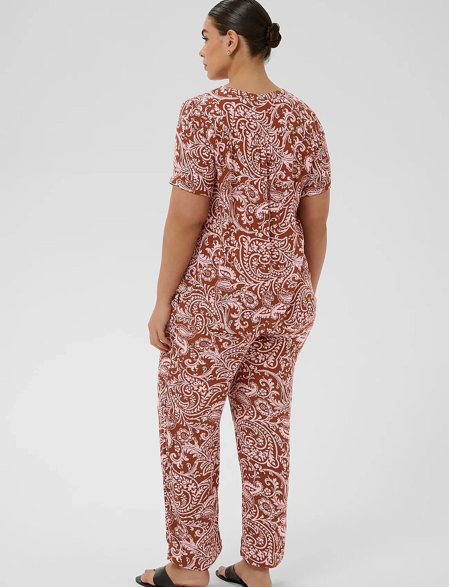 Kaffe Curve - KCami SS Blouse Printed - kortärmade blusar - henna ballerina paisley - 4