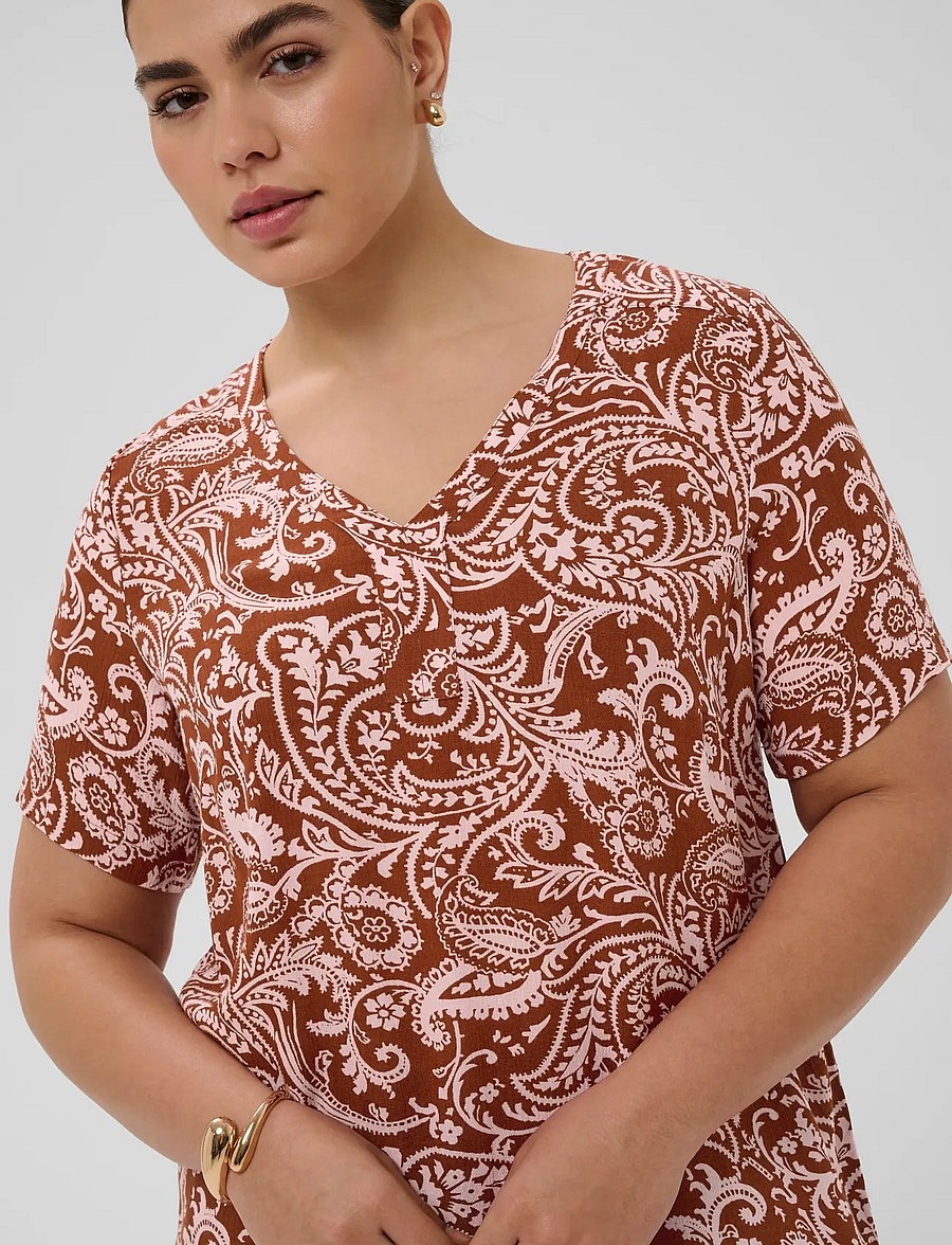 Kaffe Curve - KCami SS Blouse Printed - kortärmade blusar - henna ballerina paisley - 5