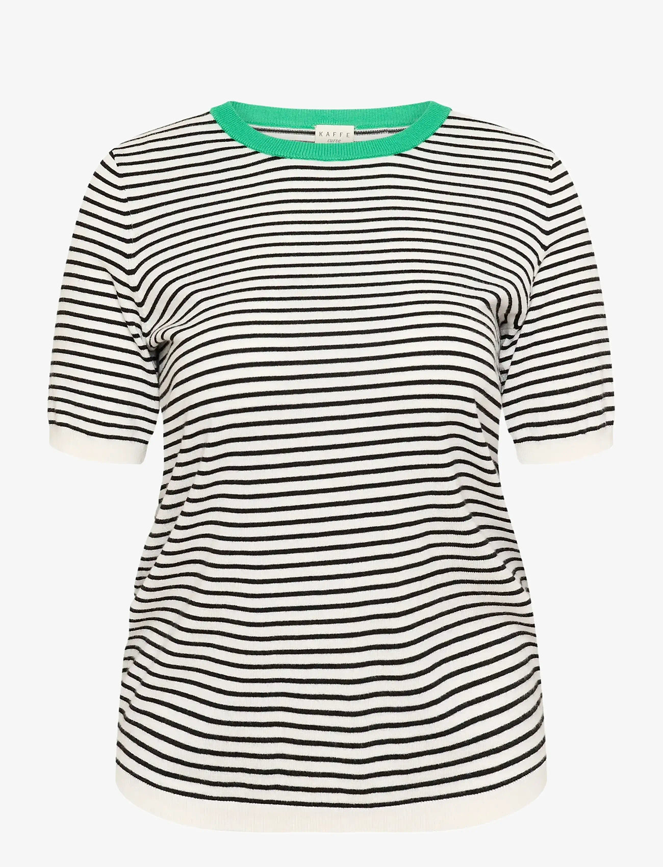 Kaffe Curve - KClizzy Knit Pullover - t-shirts - chalk / black fine stripe - 0