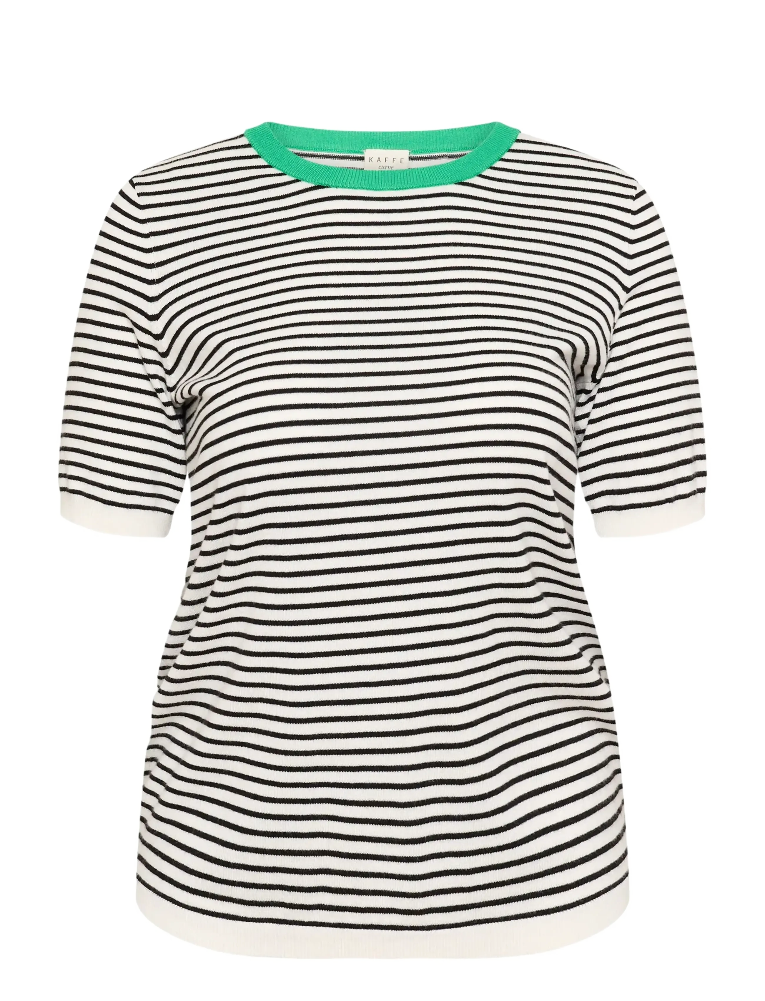 Kaffe Curve KClizzy Knit Pullover - T-shirts & tops - CHALK / BLACK FINE STRIPE / black