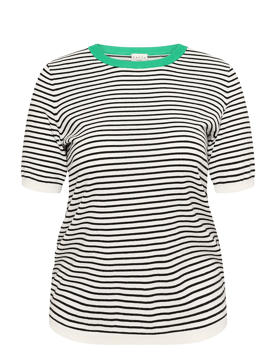 Kaffe Curve - KClizzy Knit Pullover - t-shirts - chalk / black fine stripe - 0